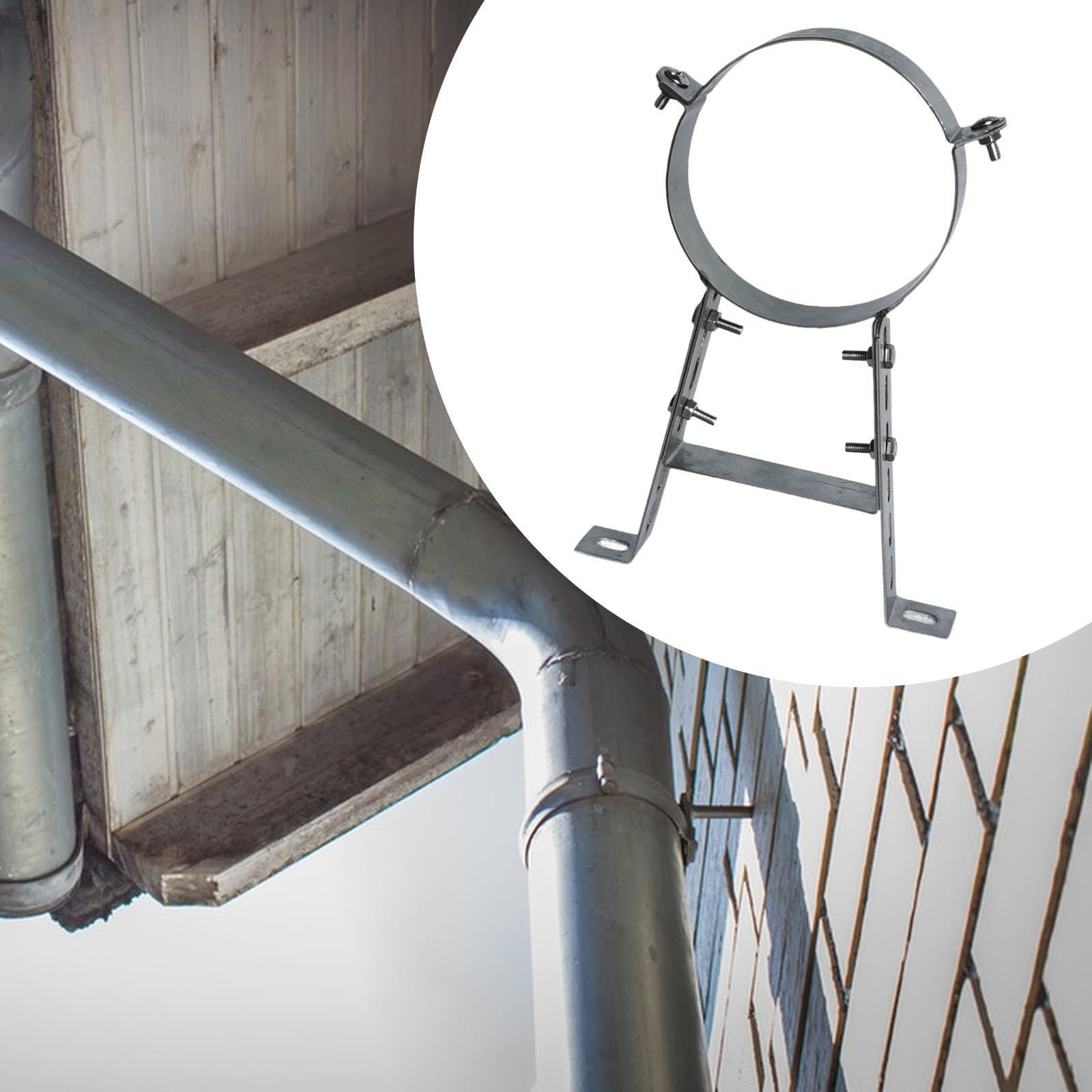 Abrazadera redonda para tubo de ventilación de, correa de ventilación de pared para el hogar, diseñada específicamente para tubos de chimenea, Plata, Diámetro 18 cm