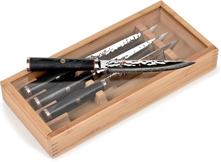 Amazon.com: MIYABI Mizu SG2 Steak Knife Set, 4 Piece with Case Amazon.com: MIYABI Mizu SG2 Steak Knife Set, 4 Piece with Case