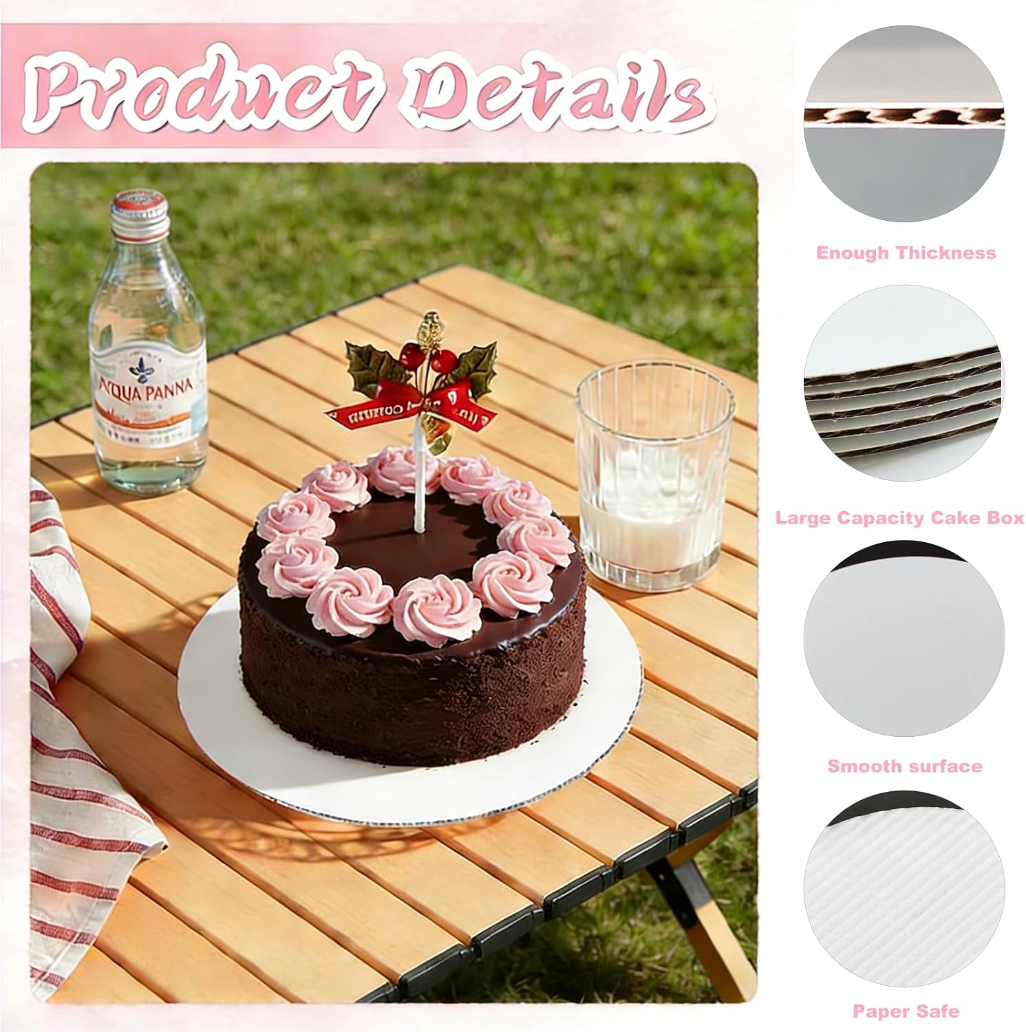 20 Pcs Cake Boards, Cardboard Cake Boards 6/8/10/12 Inch (5 Each Size), Round Cake Circles, Pizza Cardboard Rounds for Baking, Wedding, Birthday, Dessert, Decorating