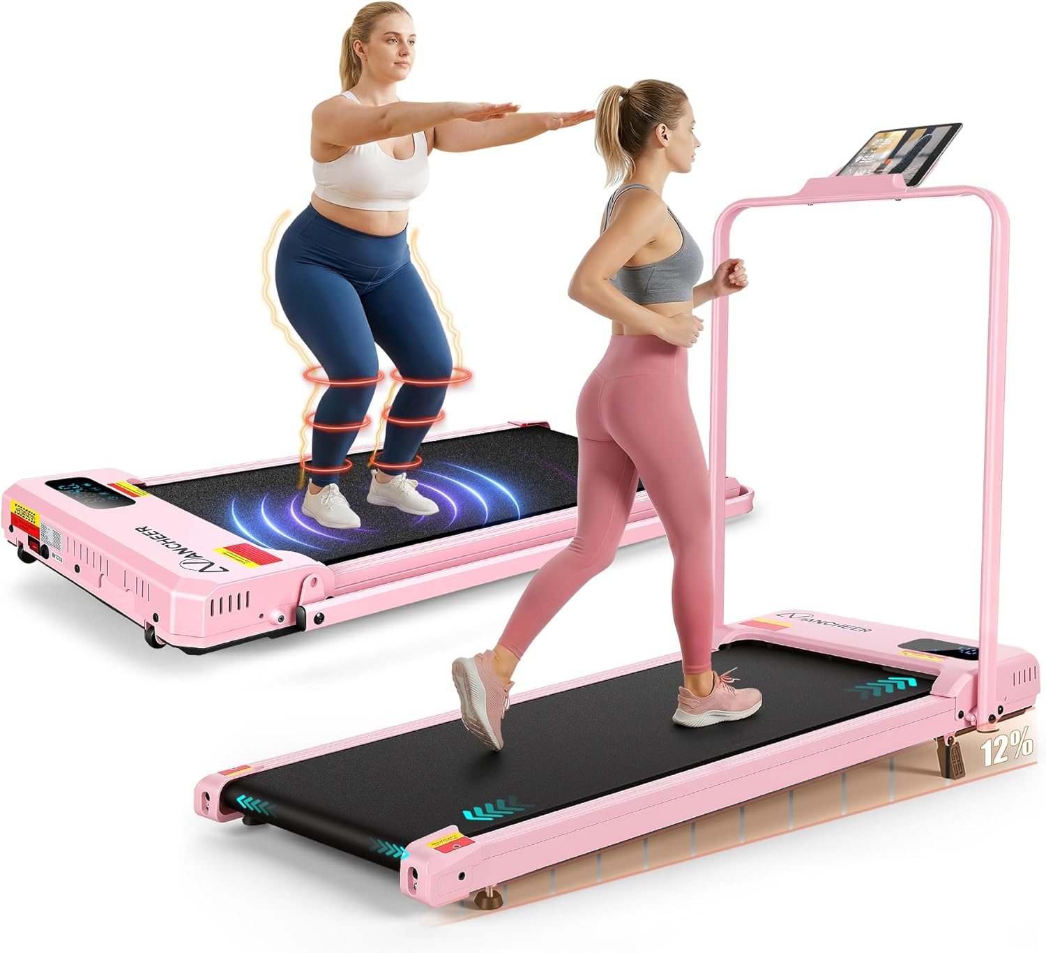 Treadmill with Foot Massage/Vibration Massage – Walking Pad Treadmill with Incline, Foldable Walking Pad with Handle Bar, 3.5HP Portable Folding Treadmills for Home/Office