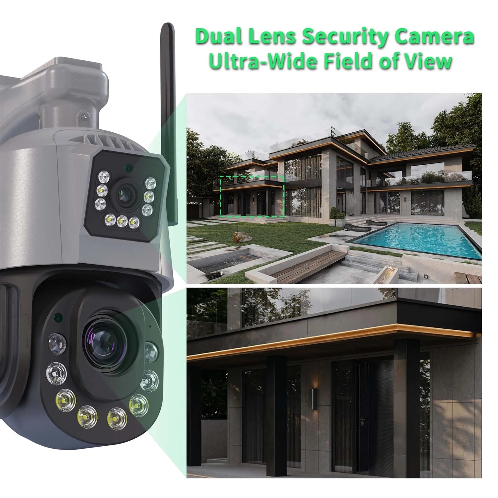 Kamera Dzwonkowa, 6MP Camera Dual Lens 36X Zoom Outdoor PTZ Security Protection Surveillance Cameras Human Detection 4G Sim Card IP Cam CCTV(36XZoom WiFi Camera)