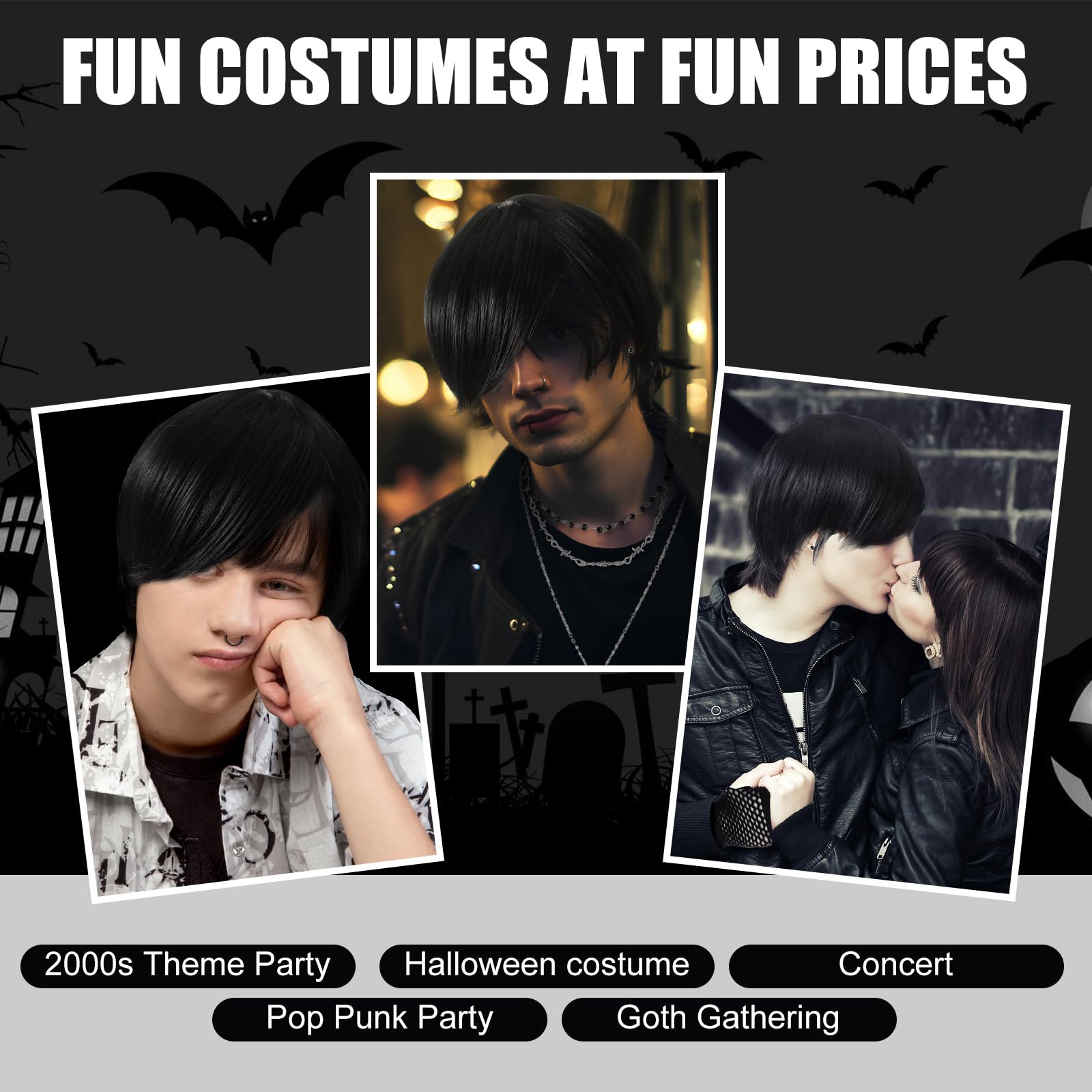 Amazon.com: Knitgrip 13 Pcs Emo Costume Set for Punk Men 2000s
