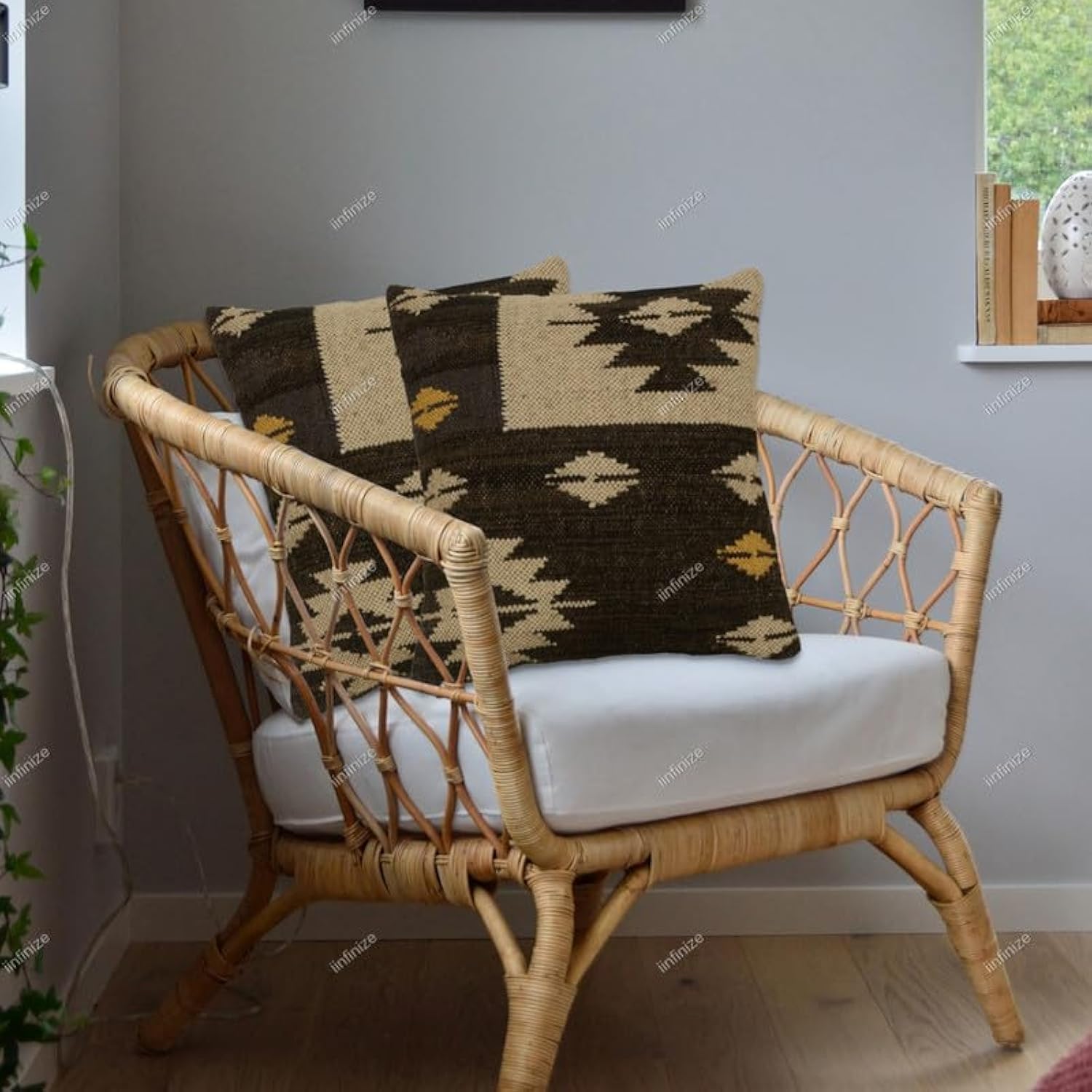 Housse coussin jute et laine 45x45 cm pour rafraîchir un canapé
