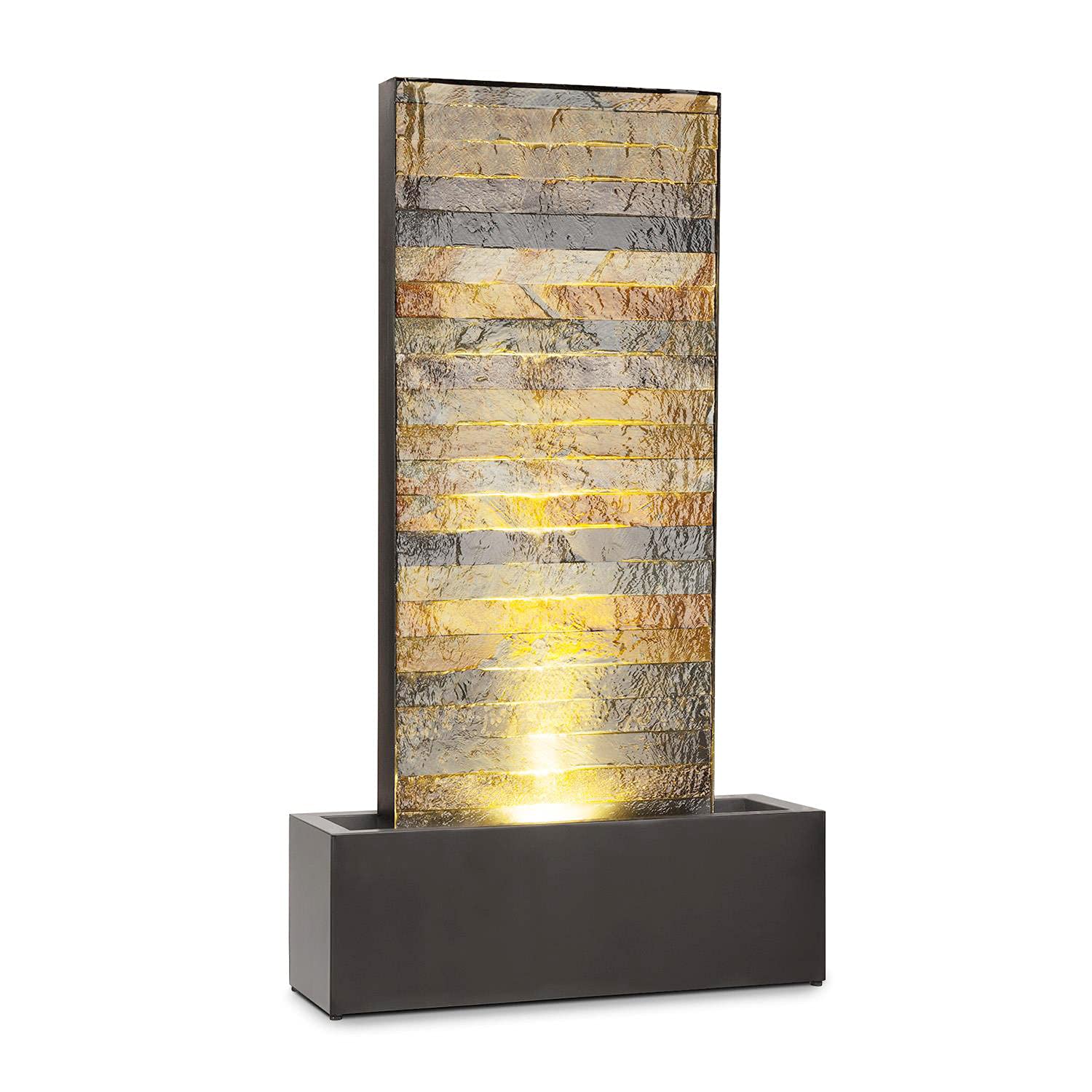 blumfeldt Raincastle - Fontaine de Jardin, intérieur/extérieur, Circulation d'eau Continue avec Loopflow Concept, 12 LED, Pompe de 8W, Indice de Protection IPX8 - Aspect Briques…