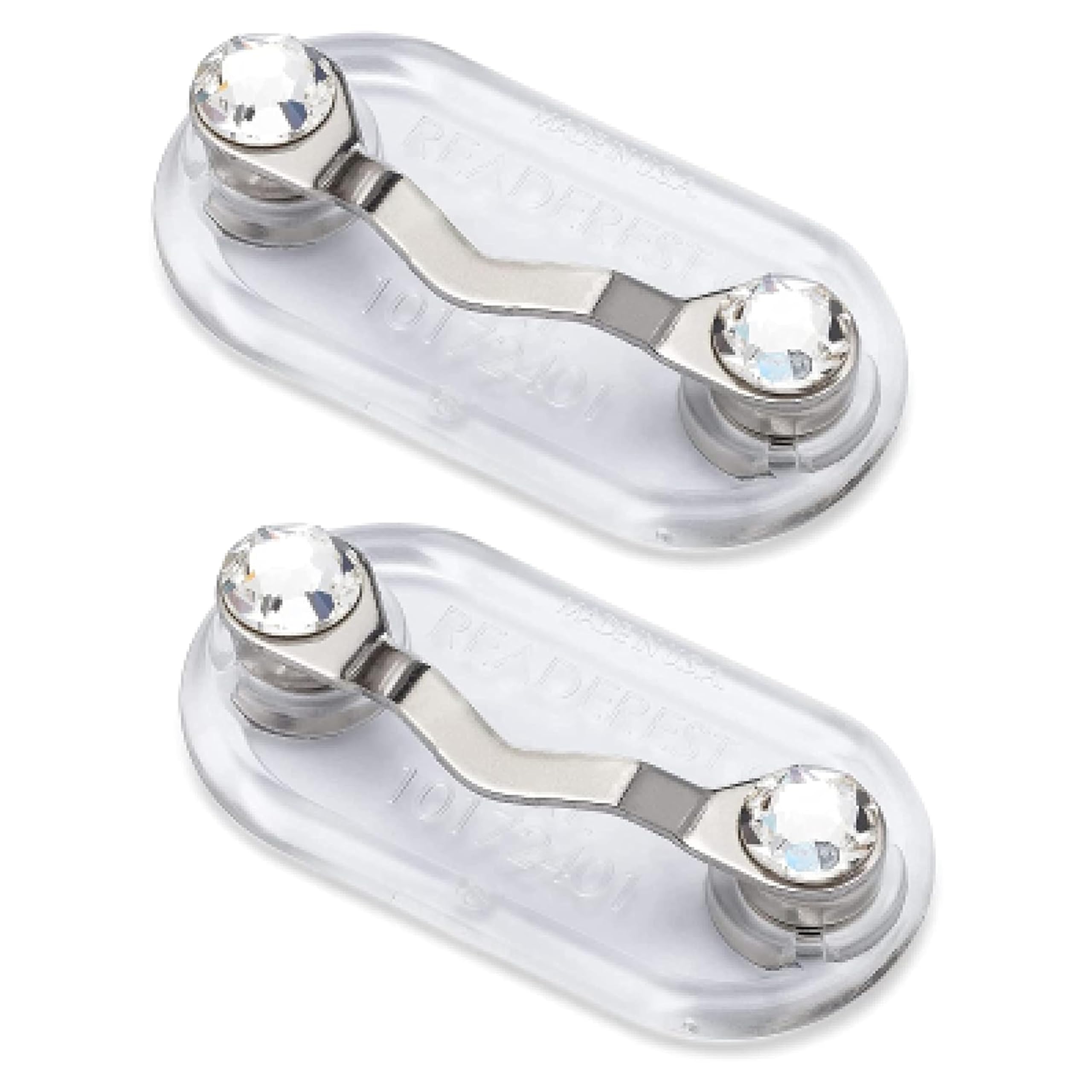 Readerest Magnetic Eyeglass Holder - Eye Glass Clip Holder, Glasses Accessories, Eye Glass Clips for Shirts, Sunglasses Holder from Shark Tank, USA Made - 2 Pack, Stainless Steel with Swarovski