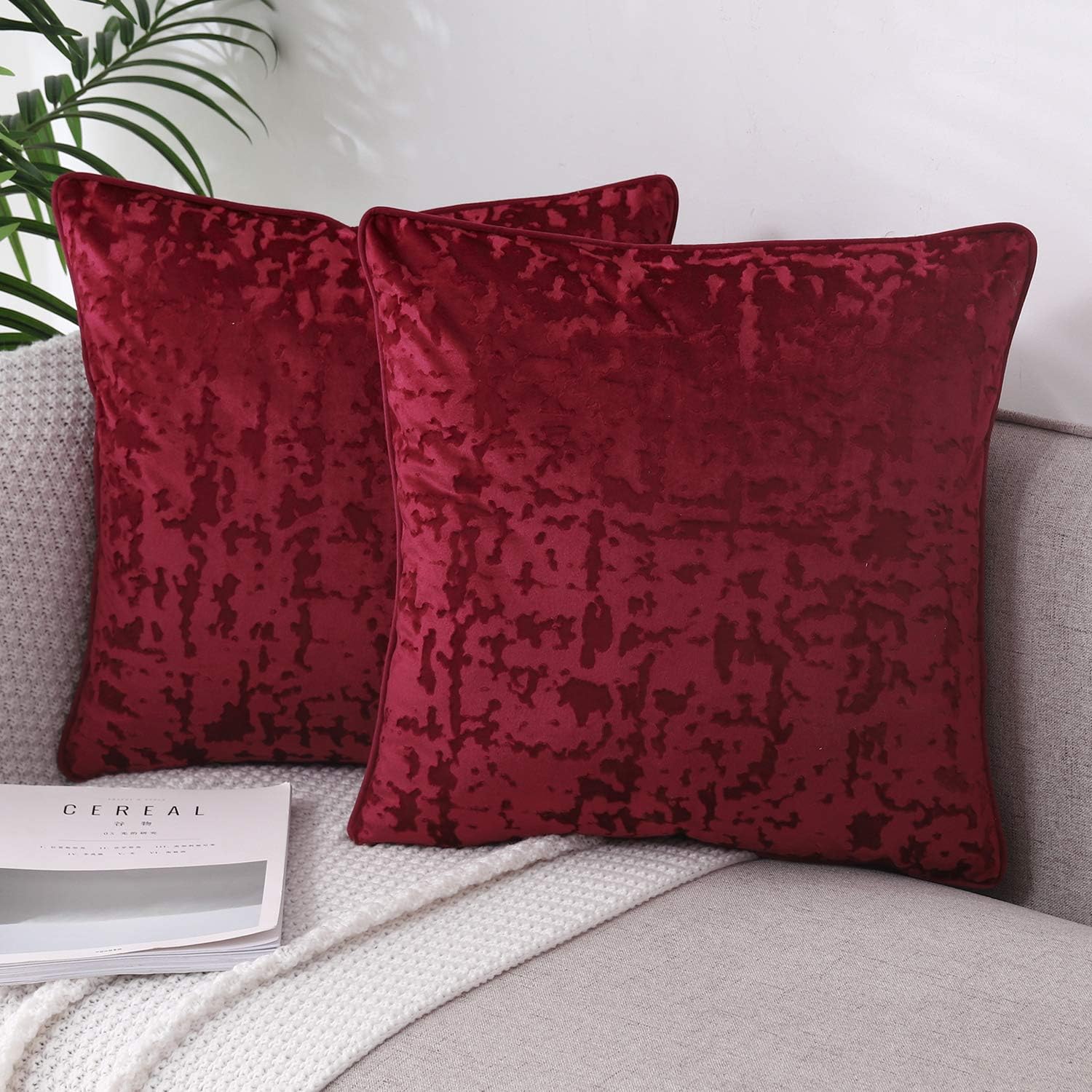 NianEr Decorative Plush Velvet Throw Pillow Covers Sofa Accent Couch Pillows Set of