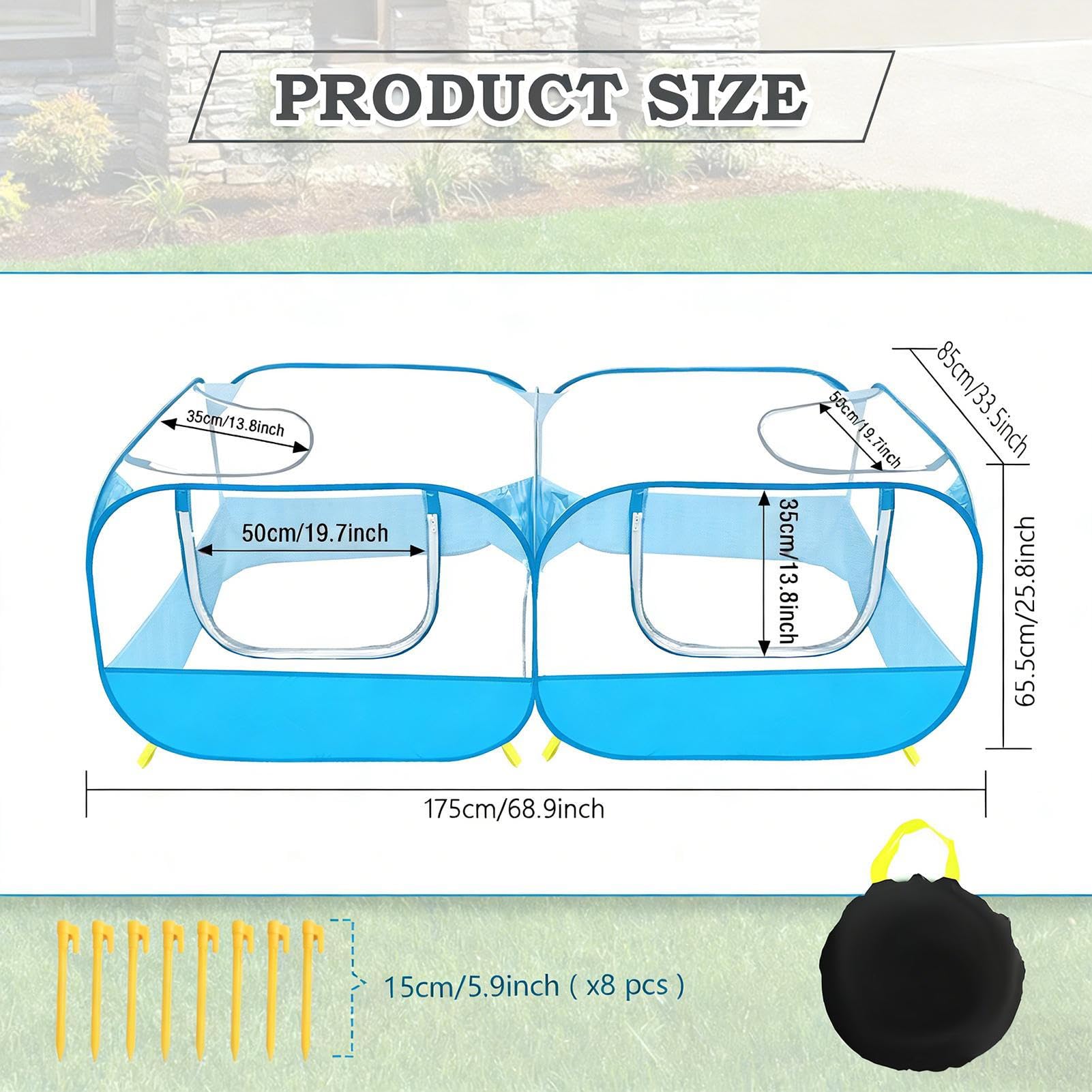 Indoor Kitten Enclosure - Reversible Sun Protection Pet Laufstall | Multifunktionales Katzengehege für Reisen, Spielen im Freien, Rasen, Garten, Boden, tragbarer sicherer Platz für Kätzchen und kleine