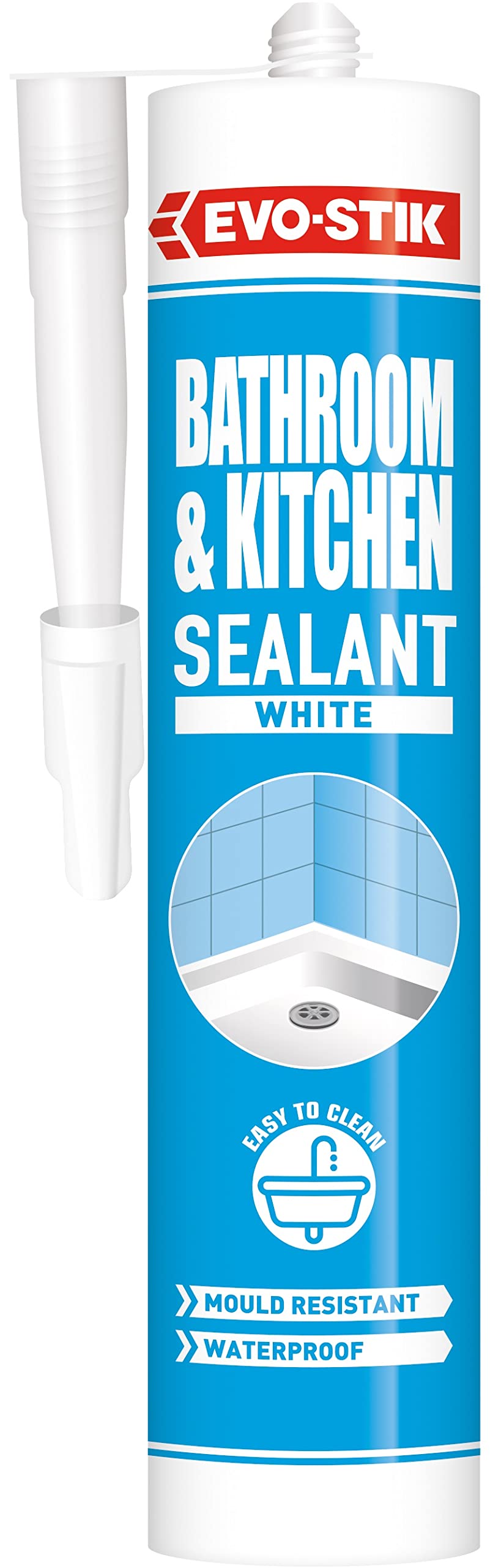 Bathroom & Kitchen Silicone Sealant - White, 290ml | Waterproof & Mould Resistant | Ideal for Showers, Sinks, Toilets & Tiles | High-Performance Sanitary Sealant