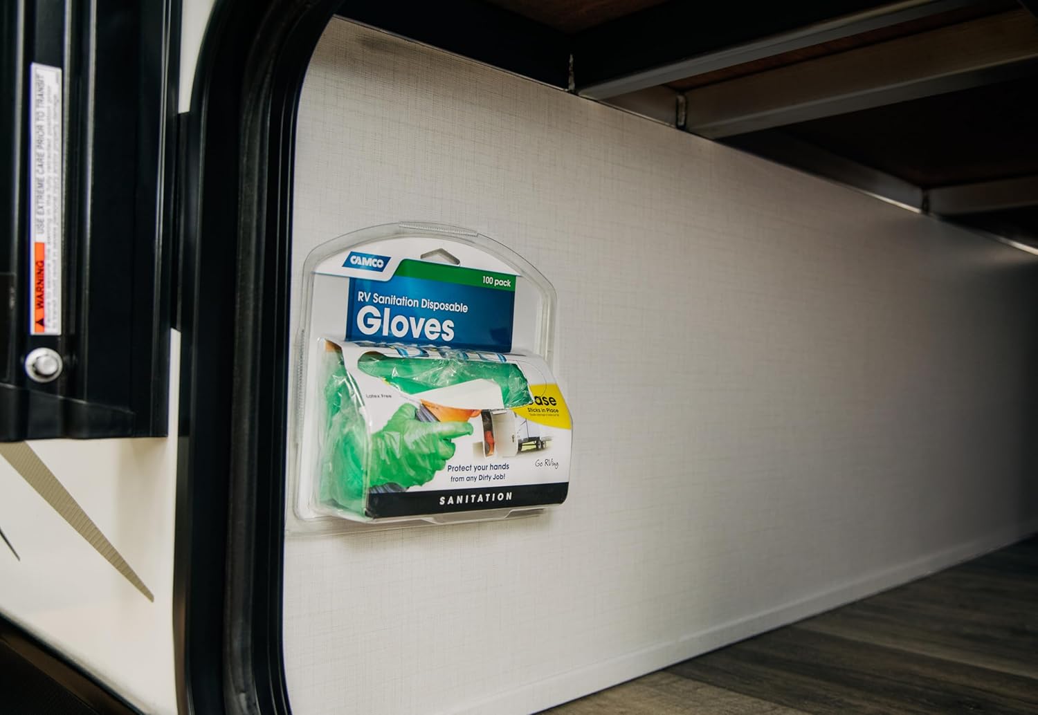 Camco Durable All Purpose RV and Camper Disposable Sanitation Gloves | Ideal in Wet or Dry Conditions | Green Non-Latex Gloves | 100 Pack (40285)