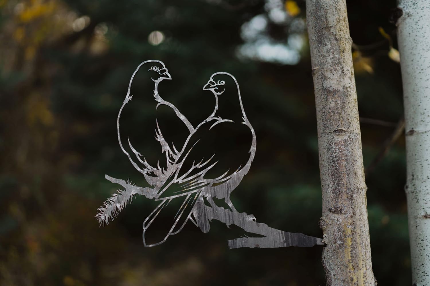 Steel Love Doves Decoration | Metal Art | Garden Art | Backyard Art | Tree Art | Silhouette Art | Corten Steel | Patina Rust