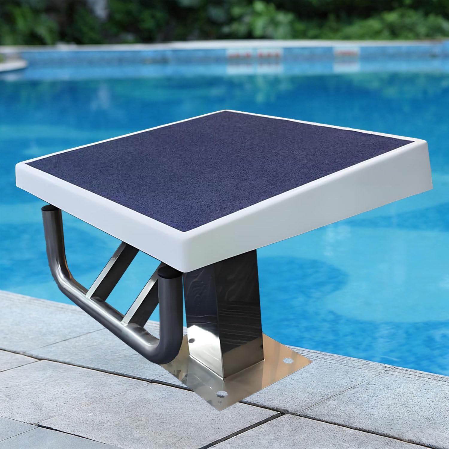 Piattaforma subacquea con superficie antiscivolo e base in acciaio inox, capacità 272,2 kg, ideale per allenamenti e competizioni
