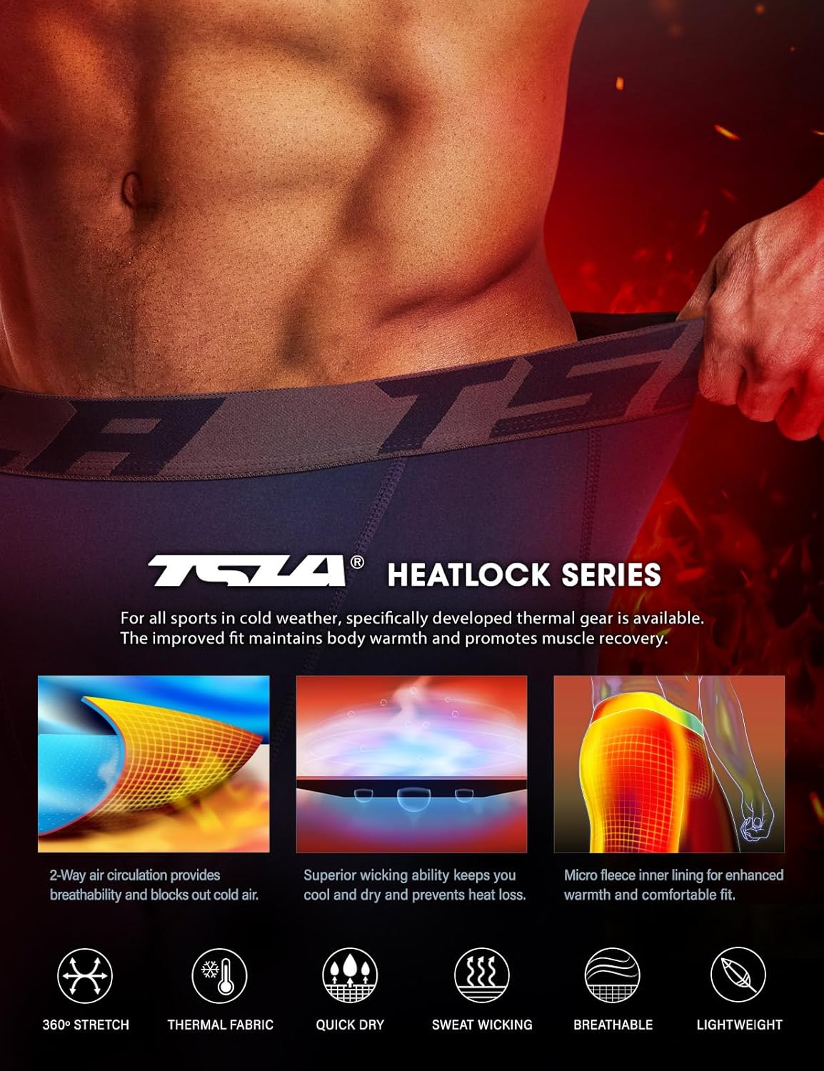 TSLA Men's Thermal Compression Pants, Athletic Sports Leggings & Running Tights, Wintergear Base Layer Bottoms - Image 4