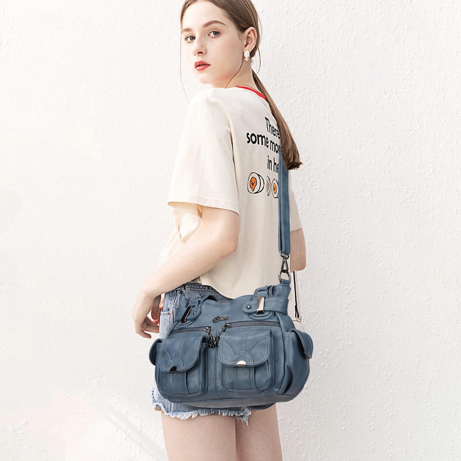 KL928 Handtasche Damen Umhängetaschen große Damenhandtasche Schultertasche gemacht aus PU Leder Kunstleder Elegant Damen Tasche für Büro Schule Einkauf mit vielen fächern