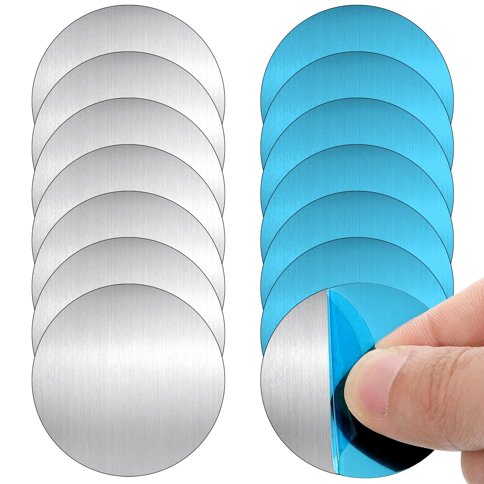 14 Pcs Strong Sticker Base for Magnets, Round Magnet, Phone Metal Plates for Magnetic Car Mount, Universal Metal Plate with Adhesive, Back Magnet Stickers (Silver)