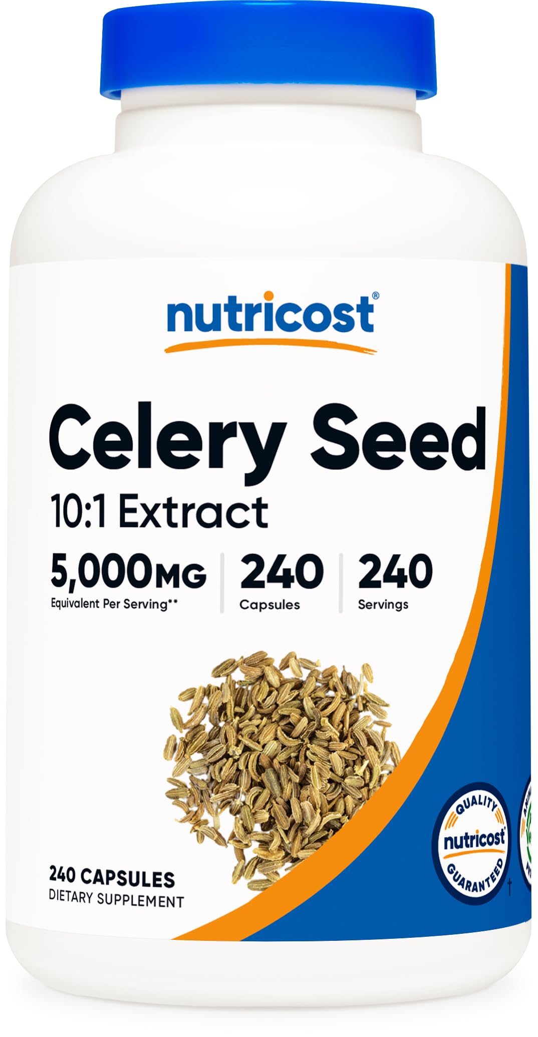 Nutricost Celery Seed Extract 240 Capsules for 240 Servings Per Bottle - Vegan, GMO-Free and Gluten-Free