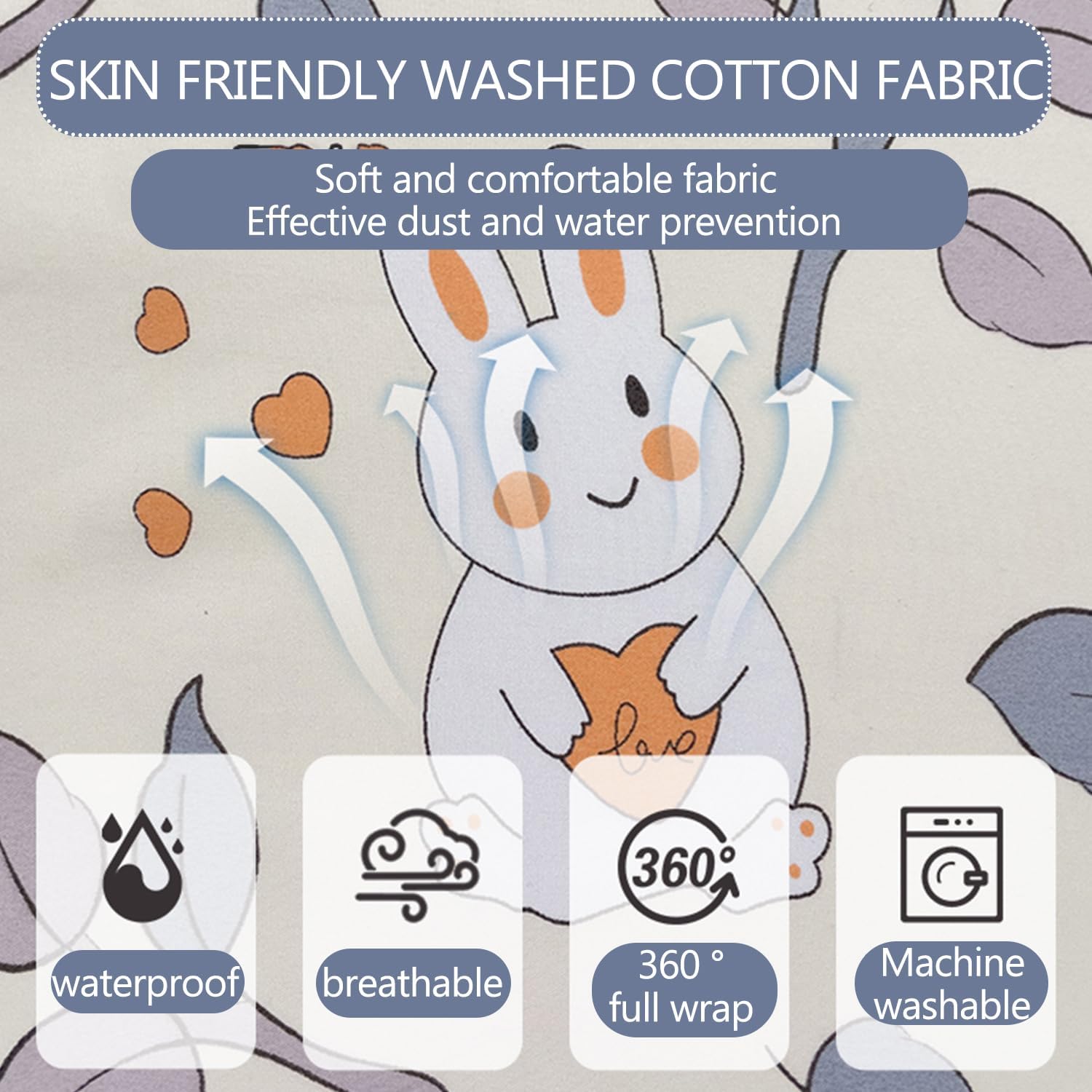 D,120 * 200cm(Full), Waterproof Mattress Cover Queen/King Size Printed Bed Cover Mattress Protector Bed Fitted Sheet with 360° Elastic Band Full Wrap Comfortable Soft Bed Sheet Washable