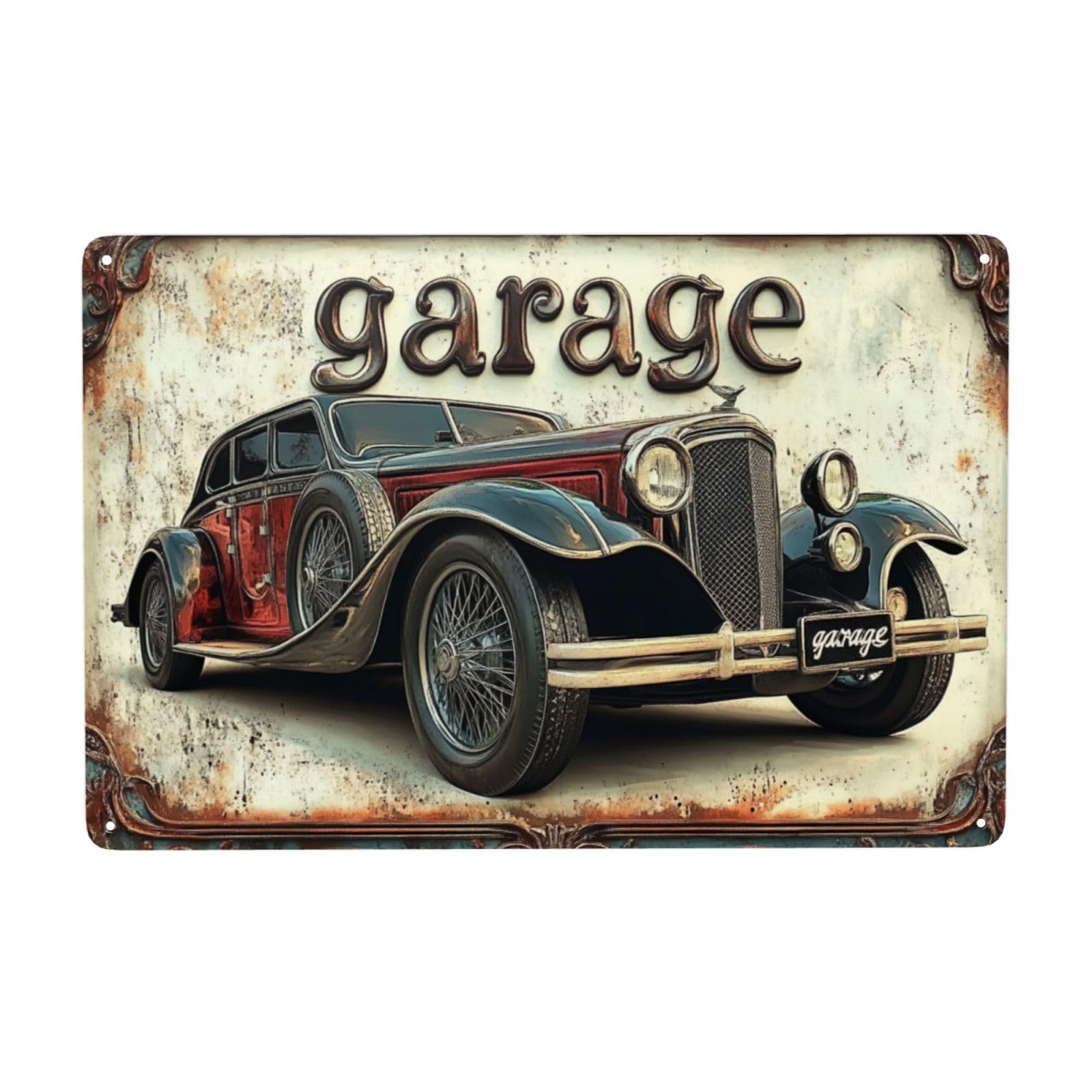 Bigccaee Vintage Car Metal Signs,Rustic Tin Sign Wall Art For Retro & Classic Retro Metal Tin Sign 8X12 Inches