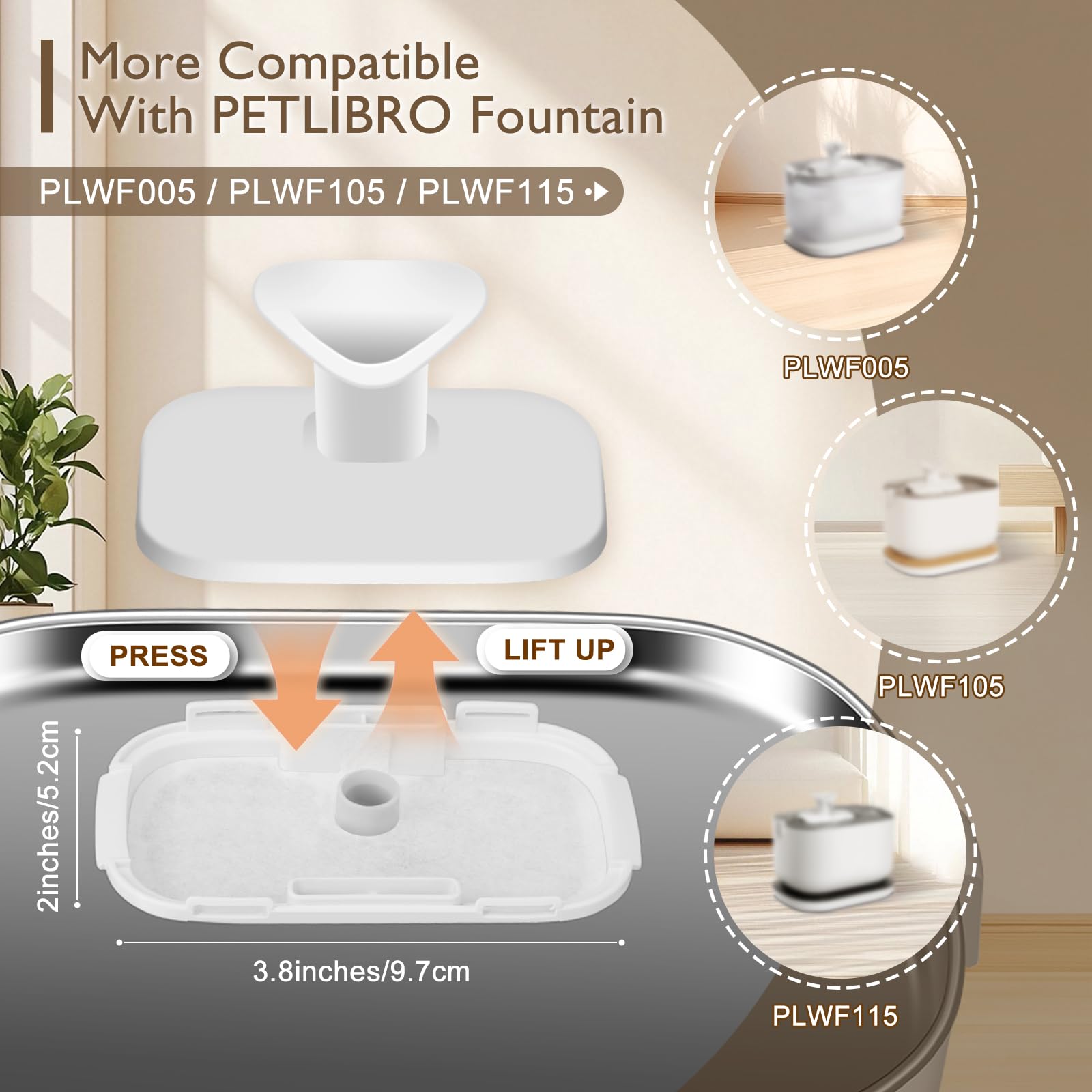 SORON Filtro de fuente de agua para gatos, 20 paquetes de filtros de repuesto compatibles con la fuente automática PETLIBRO PLWF005 y PLWF105 y PLWF115