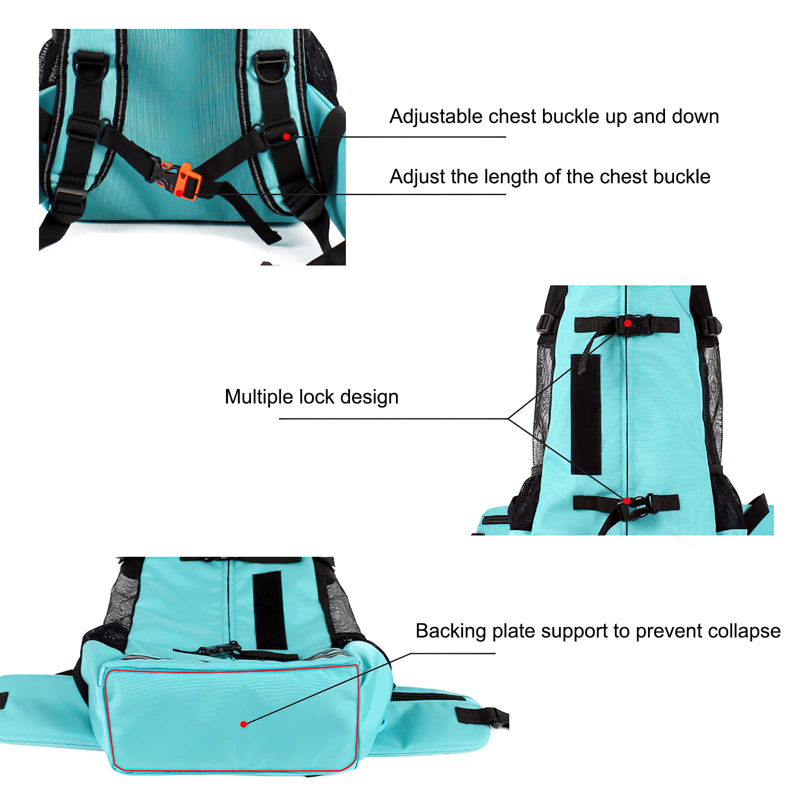 Galatée Mochila para Perros, Mochila para Perros Ajustable para Perros Pequeños y Medianos, Mochila para Mascotas para Caminar Al Aire Libre Senderismo Escalada De Montaña Viajes(M, Negro)