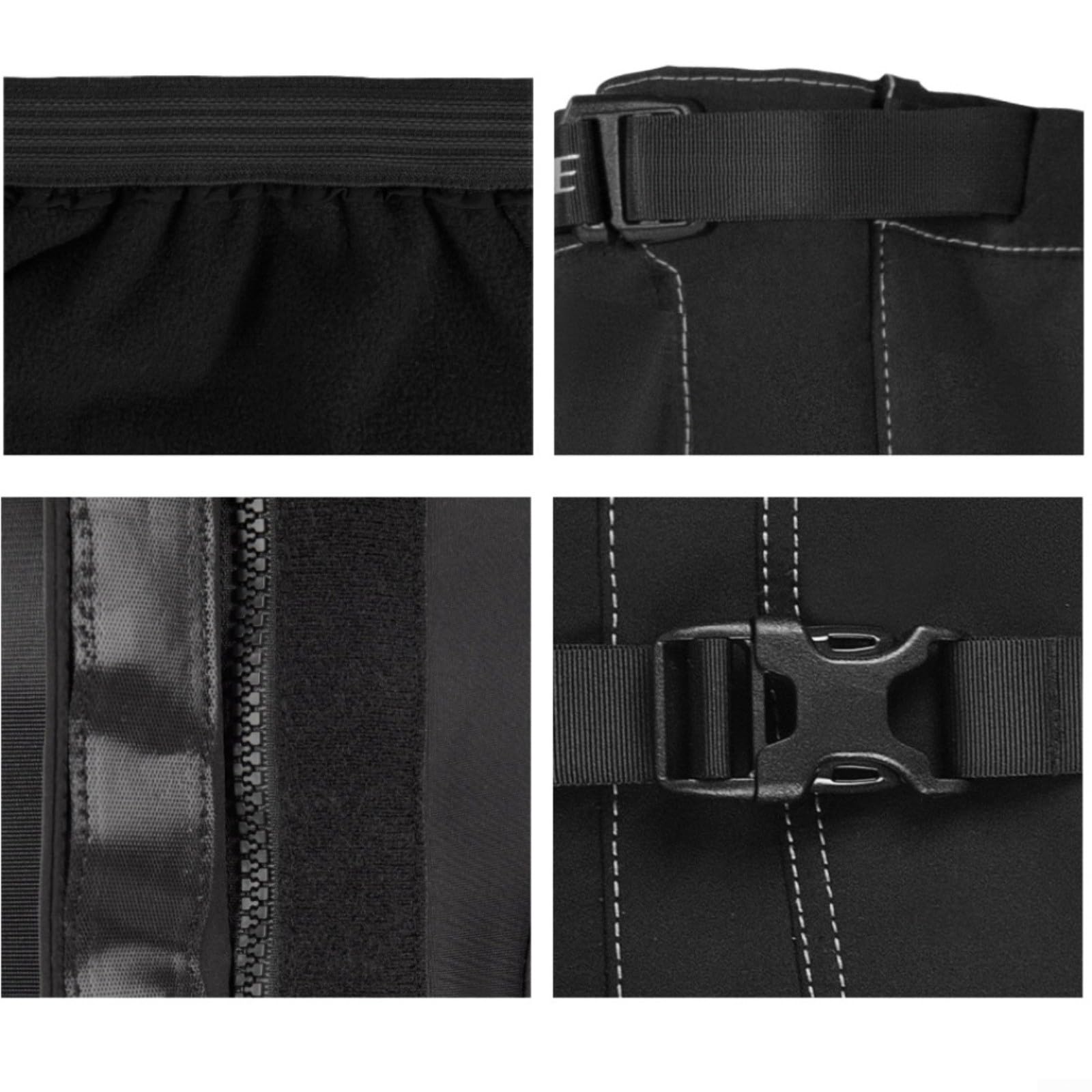 Guêtres de randonnée coupe-vent doublées en polaire pour homme et femme, protection des jambes chaudes pour ski, escalade, course à pied, noir