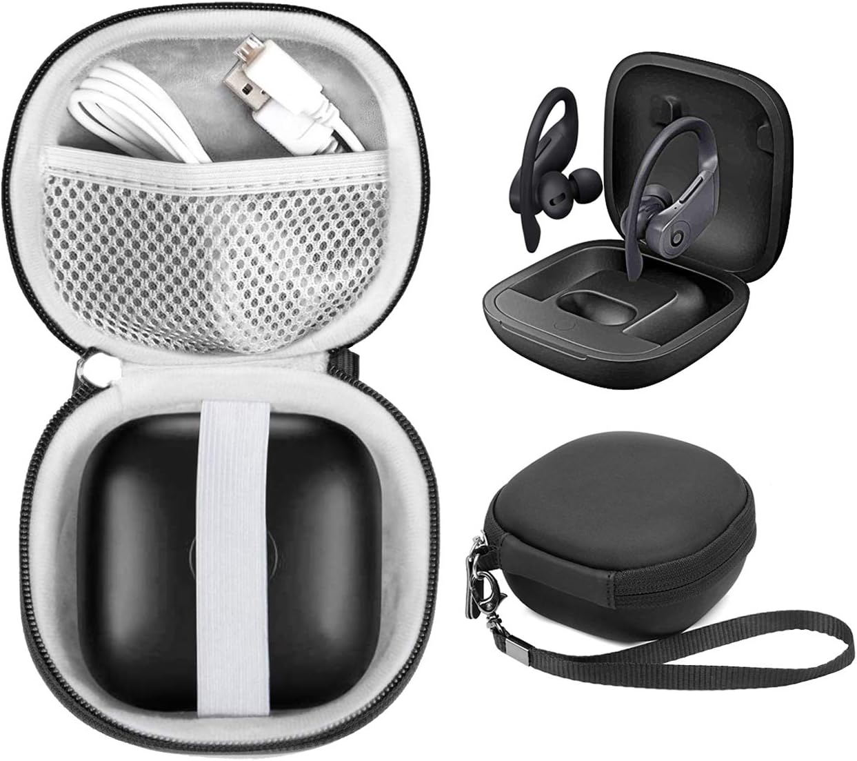 WGear Customized Travel Case for Beats Powerbeats Pro - Totally Wireless  Earphones, Mesh Cable Pocket, Elastic Secure Strap, Elite Wrist Strap  (Matte Black) (Matte Black) : Electronics