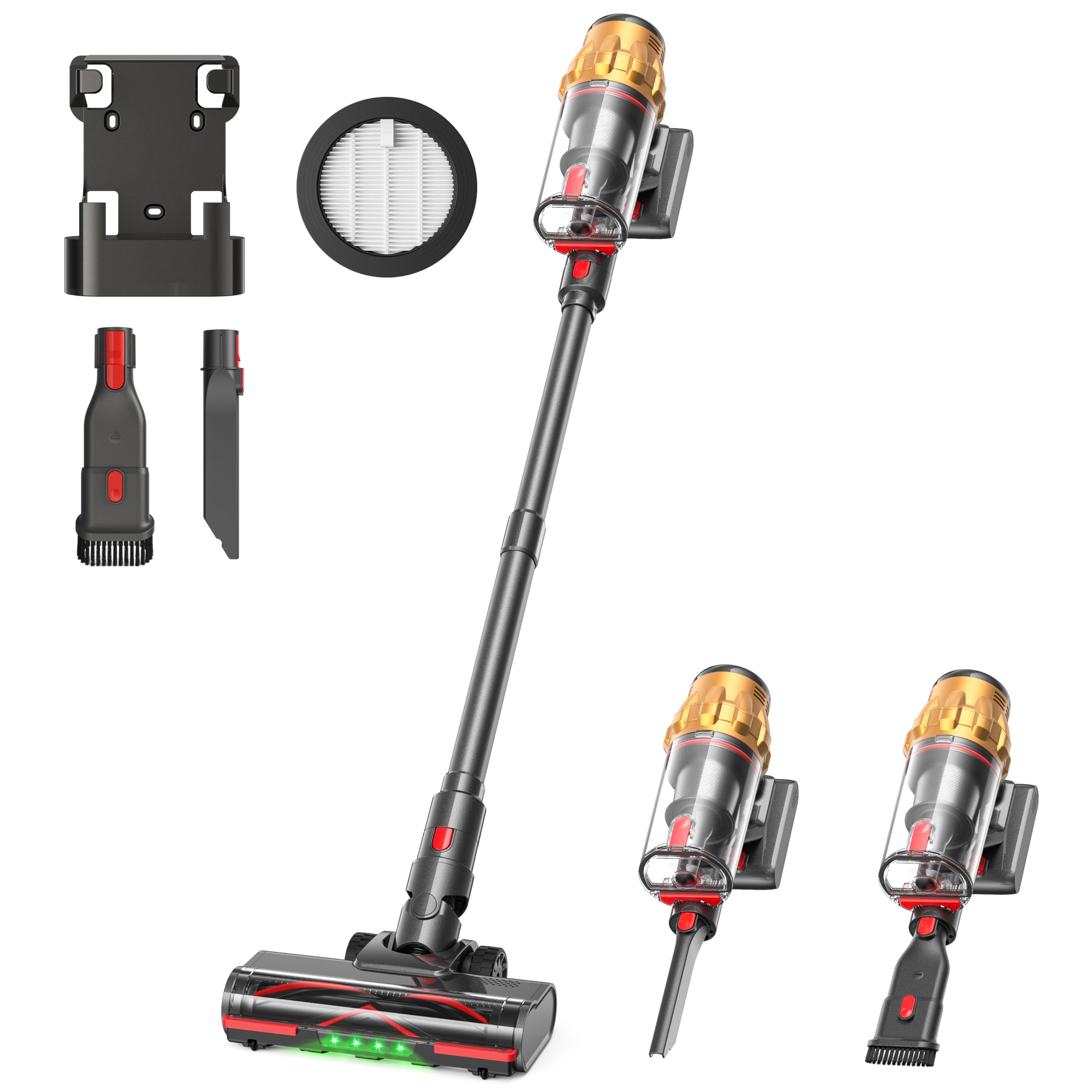 Lubluelu Akku Staubsauger kabellos 550W/50KPa, bis zu 50 Minuten Laufzeit, Staubsauger mit Smart Display & Anti-Tangle-Bodenbürste, leicht & flexibel, für Tierhaare, Teppiche, Auto und Hartböden
