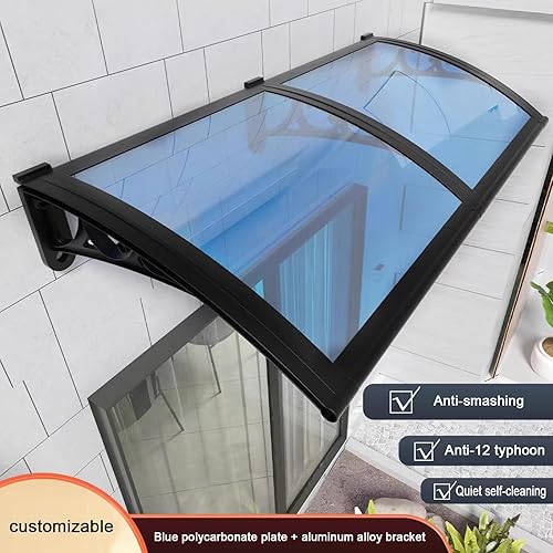 Miniatura 3 de Cubierta de policarbonato azul para puerta delantera, toldo de lluvia, toldo de aluminio para patio, porche, toldo de entrada, balcón silencioso,