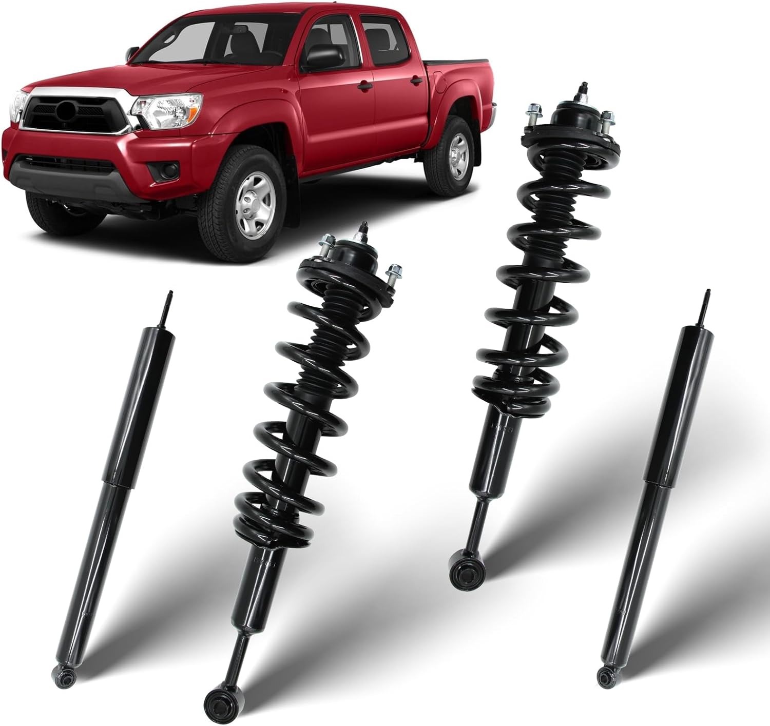 Front Struts Shock Absorber Compatible with 2005-2015 Tacoma 171371L 171371R 37280, Rear Shocks Quick Complete Coil Spring Assembly (Set of 4)