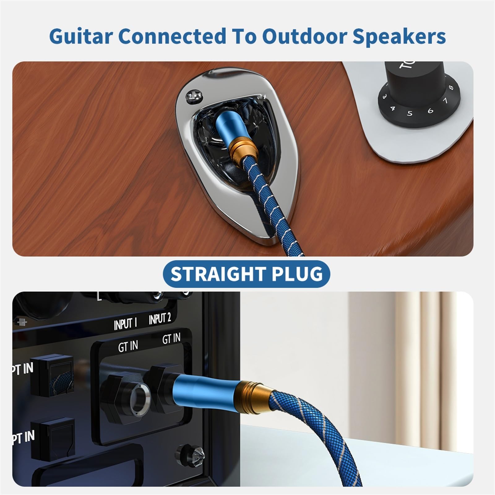 kabel audio do gitary Kabel Gitarowy 6.35mm 1/4 Kabel Audio 6.35mm TS Męski Na Męski Przewód Gitarowy Do Elektrycznej Gitary Basowej Klawiatura (Color : 3m)