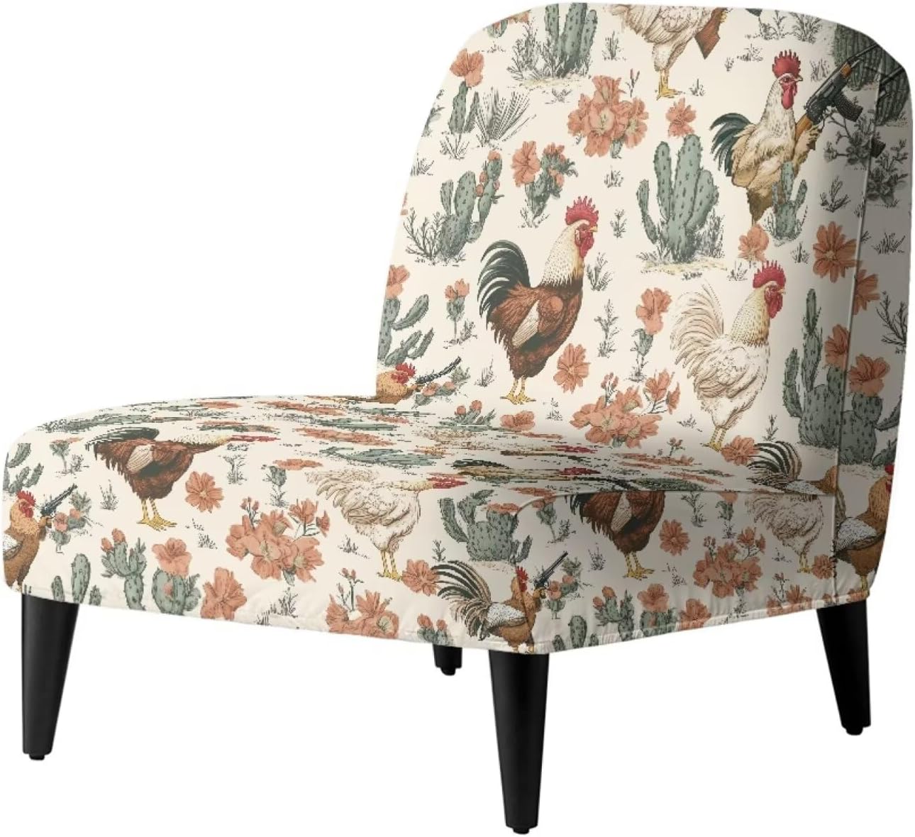 Brown Leopard Vintage Print Armless Chair Slipcover, Elastic Armless Chair Furniture Protector for Chairs, Anti-Wrinkle Armless Recliner Sofa Cover