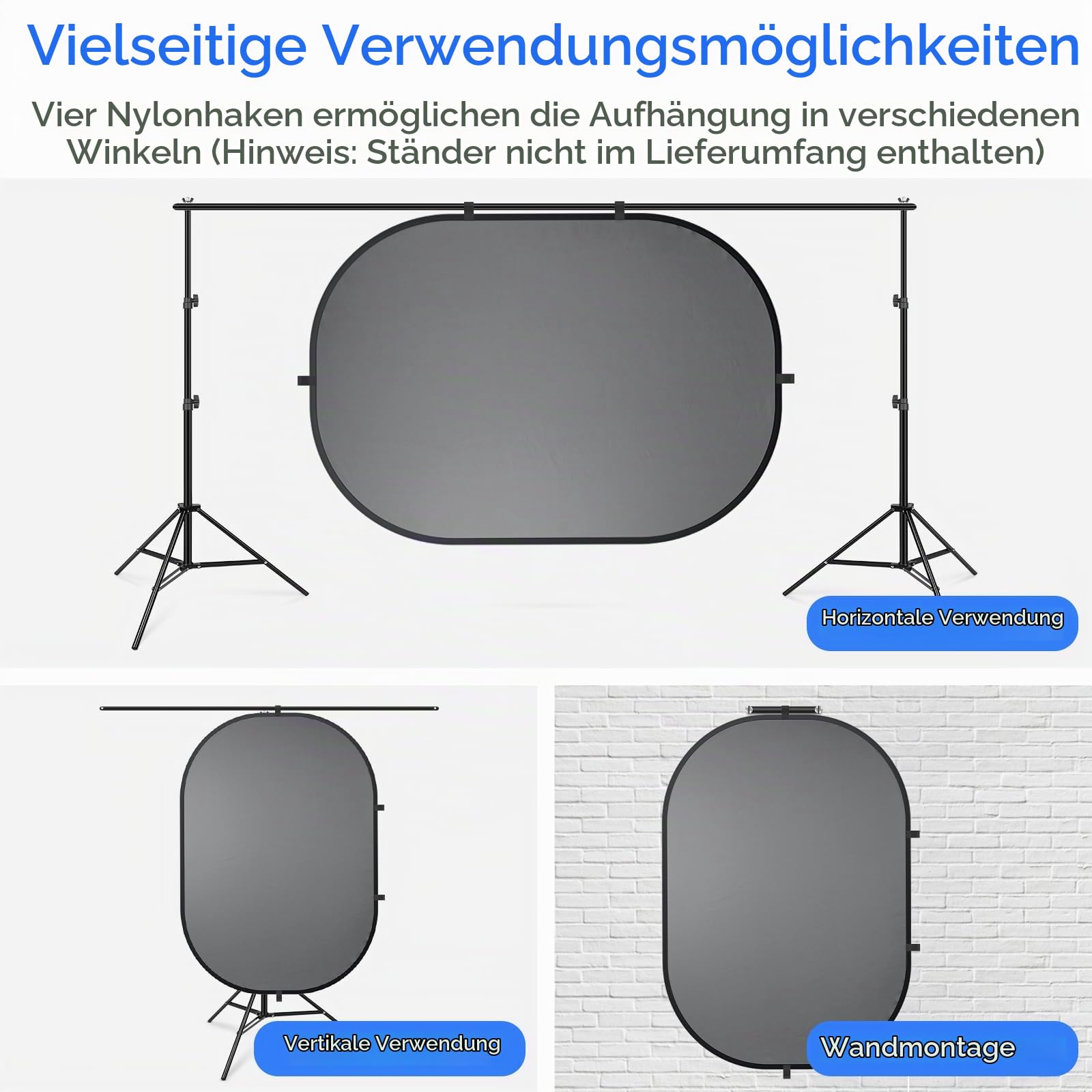 2 in 1 Blau Grau Fotohintergrund 1x1,5M, SEDGEWIN Doppelseitiger Chromakey Fotografie Screen Pop Up Hintergrund Faltbarer Self Tape Backdrop mit Tragetasche für YouTube Video Fotostudio Live Streaming