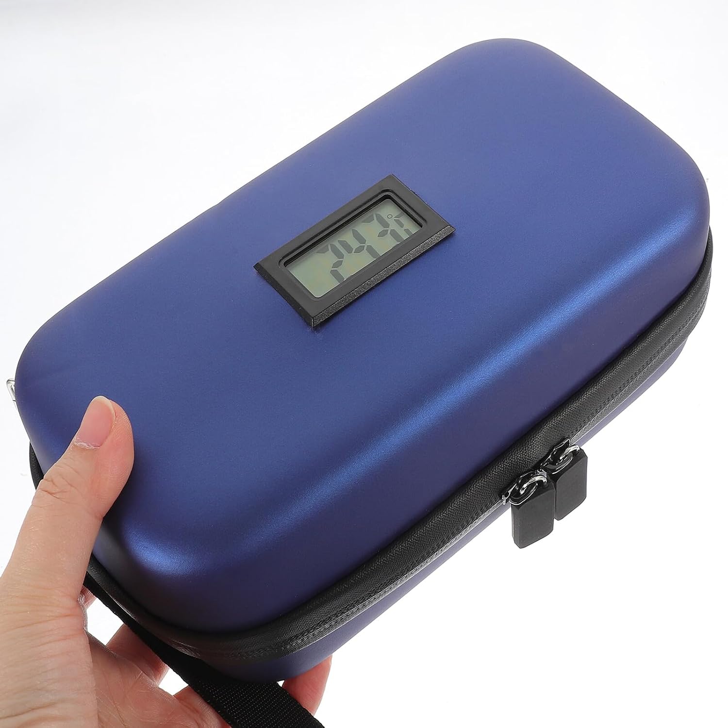 Mikinona Insulin Cooling Case Portable Insulin Travel Cooler with Temperature Display Insulation Medicine Bag for Diabetic Supplies Outdoor Storage Organizer Random Color