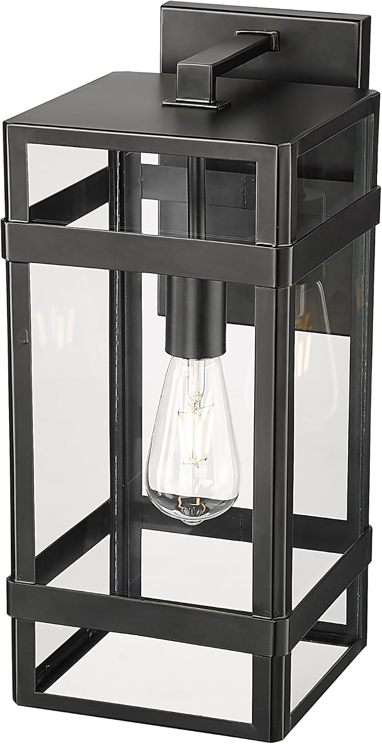 ML Lighting | Payton Collection | 10711-PBK | 1 Light Outdoor Wall Sconce in Powder Coated Black Finish with Clear Glass Shade | Perfect for Walkways, Porches, Backyards, Patios, and Driveways