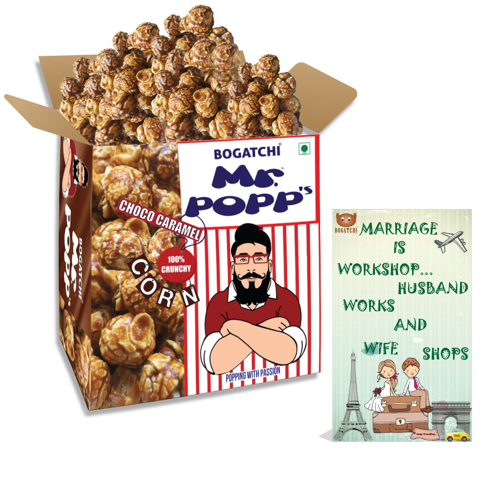 BOGATCHI Mr.POPP's Dark Chocolate Popcorn, HandCrafted Gourmet Popcorn Party Snacks, 100% Crunchy Delicious Fully Popped Corns,, Best Anniversary Gift for friends , 250g + FREE Happy Anniversary Greeting Card-picture-23