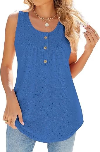 BeadChica Womens Casual Tank Tops For Leggings Sleeveless Cut Out Tops Button Down Blouses Summer