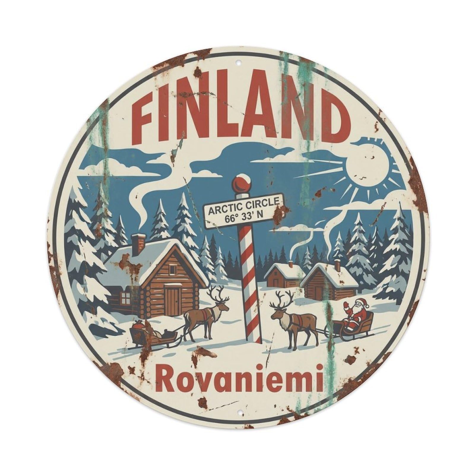 Vintage Travel Finland Vintage Metal Tin Sign