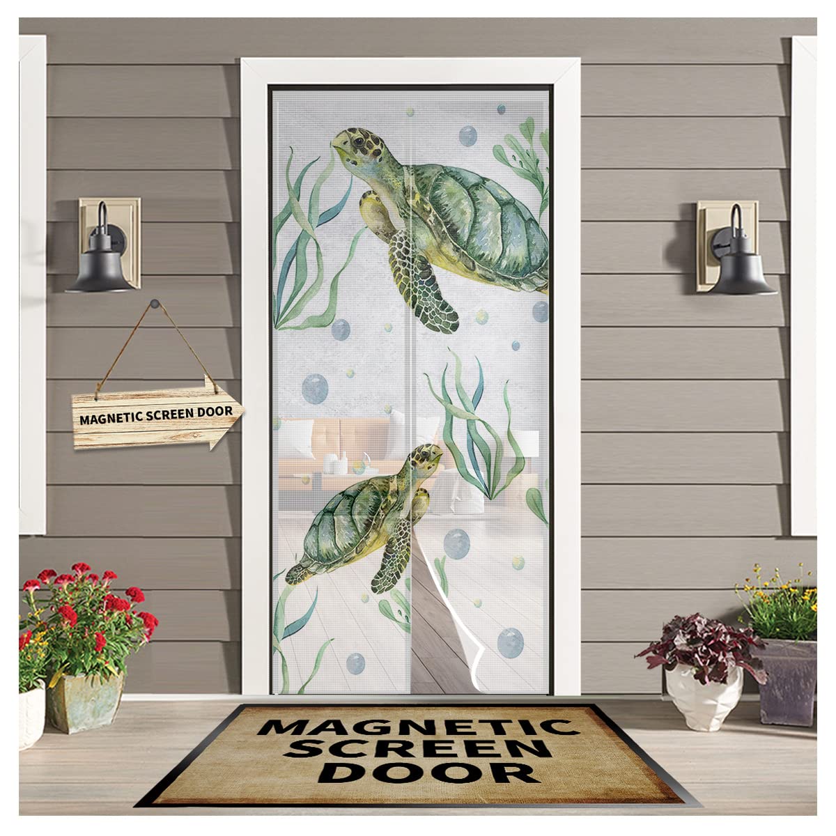 7 Set Ocean Screen Saver Magnets - Turtle, Dolphin, Starfish Decorative Stickers For Sliding Doors - View #5