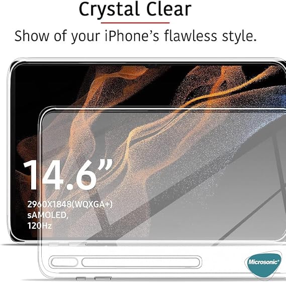 Microsonic Samsung Galaxy Tab S9 Ultra X910 için Kılıf Transparent Soft [Galaxy Tab S9 Ultra X910 ile Uyumlu Kılıf - Şeffaf]