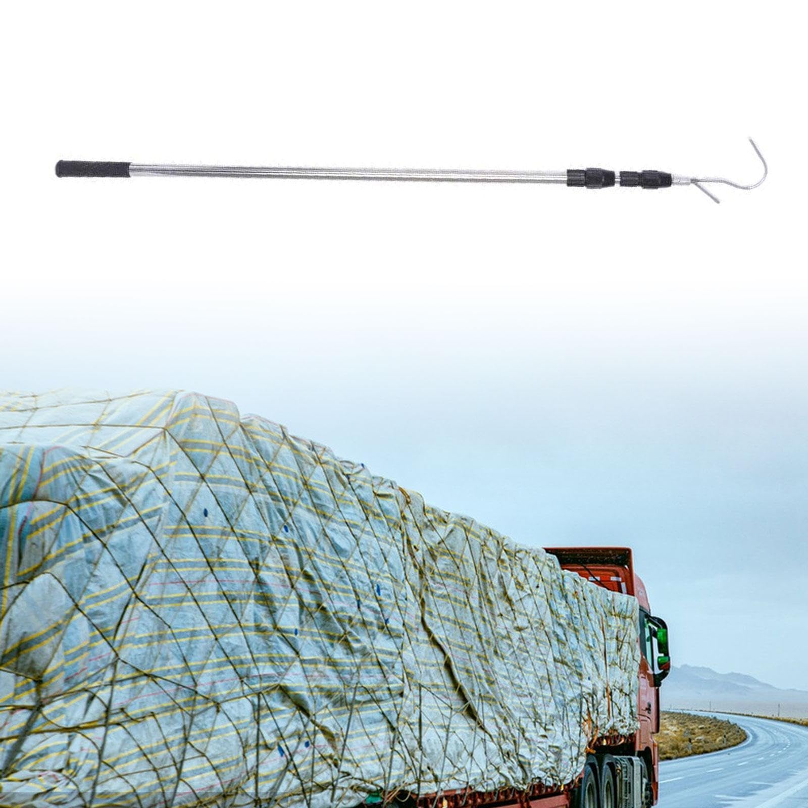 Herramienta de Agarre para La Caja Del Camión, Barra de Agarre Multifuncional Portátil Y Resistente para Carga de Camiones con Gancho, Negro