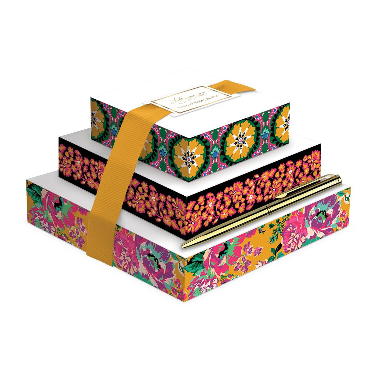Lady Jayne Global Garden, Stacked Notepads Set, With Ribbon And Pen, 200 Sheets Each (83311)