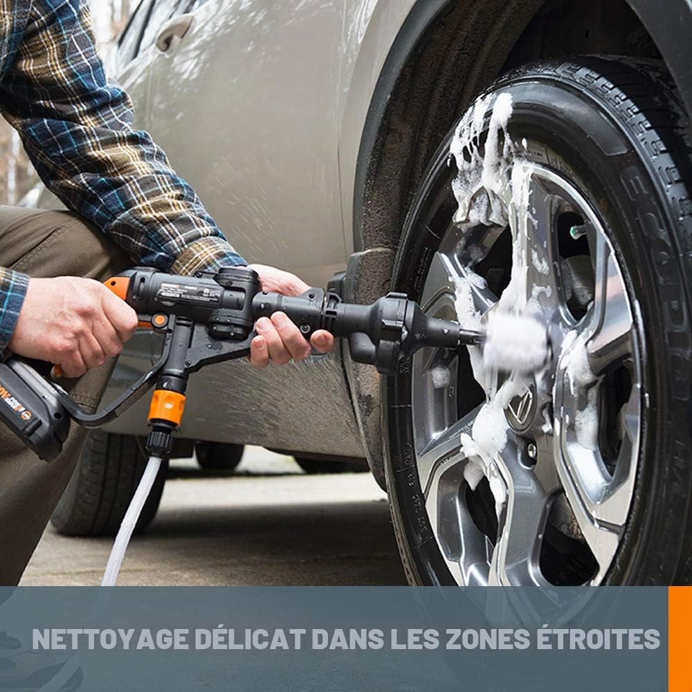 WORX Hydroshot WA4042 Brosse de Nettoyage rotative à dégagement Rapide Noir