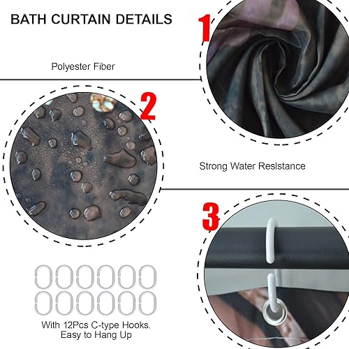 Miniatura 55 de Juego de 4 cortinas de ducha de mármol, modernos juegos de baño con tapa de inodoro, tapete de contorno y tapete de baño, decoración de baño de lujo