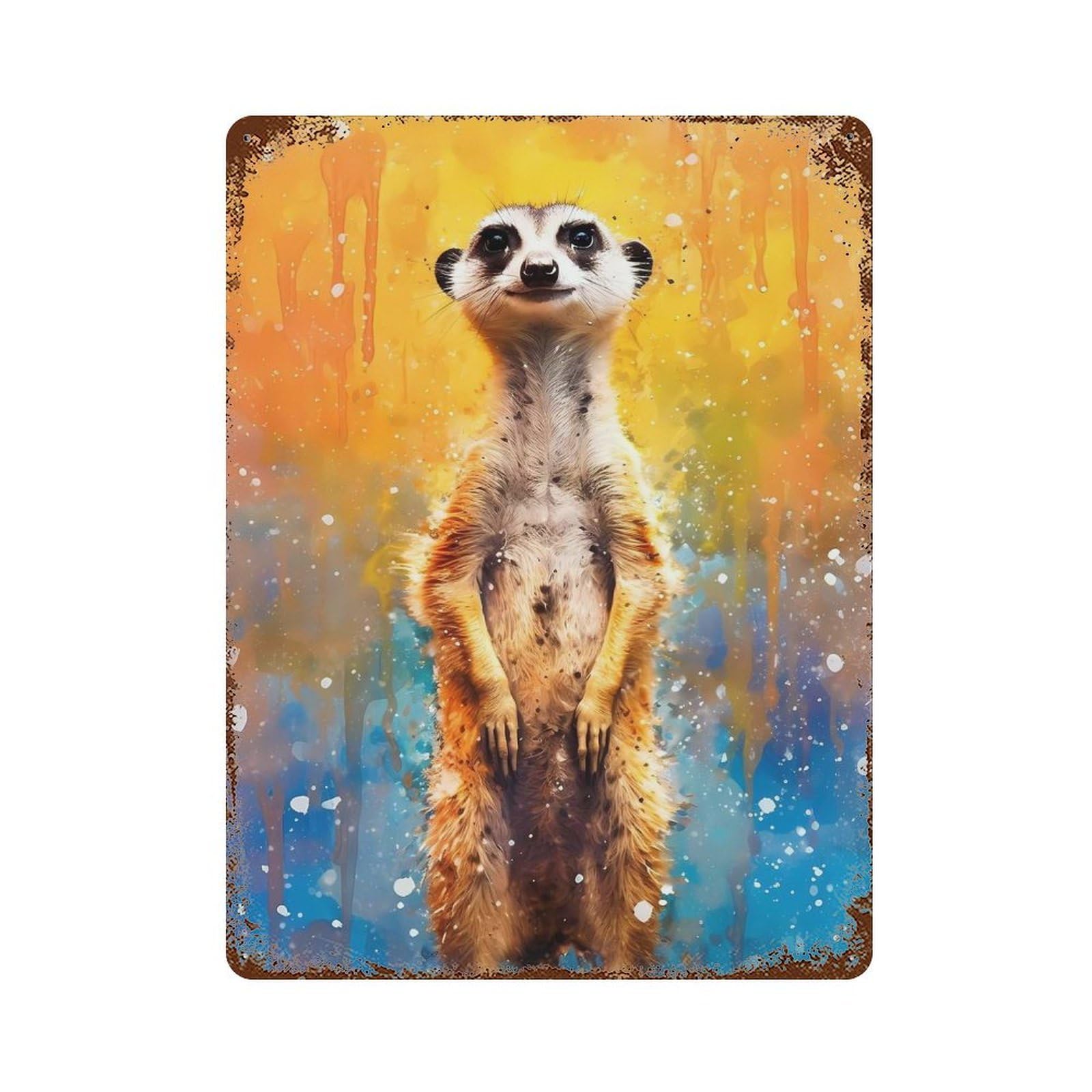 Meerkat Paintings Vintage Metal Tin Sign 15.7"x11.8", for Garage, Bar And Workshop Decor, Novelty Wall Decor