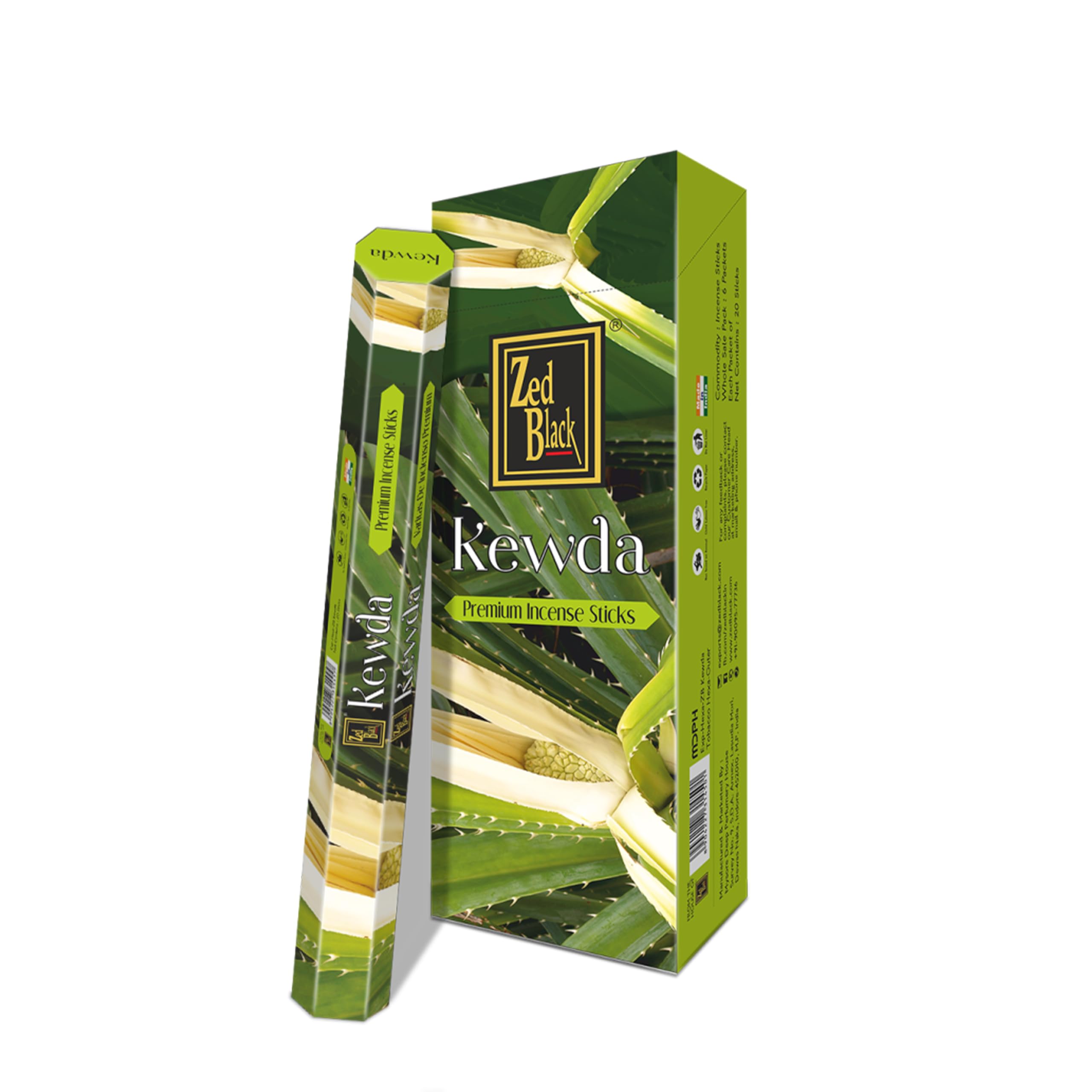 ZED BLACK Z013 Kewda Incense Sticks, 20 Sticks x 6 Packs