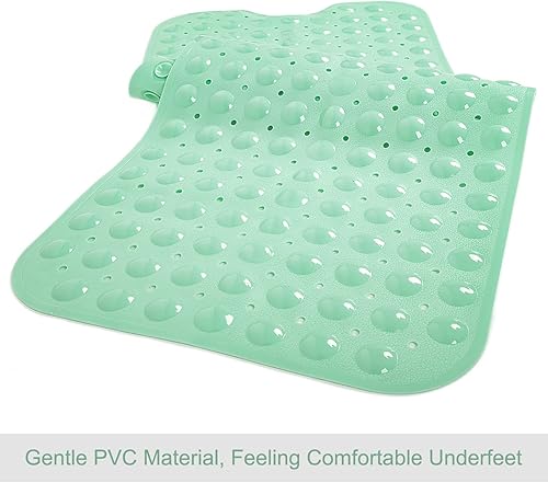 Vista 40 de Alfombrillas para bañera de ducha, extra largas, antideslizantes, de 39 x 16 pulgadas, con orificios de drenaje y ventosas, lavable a máquina