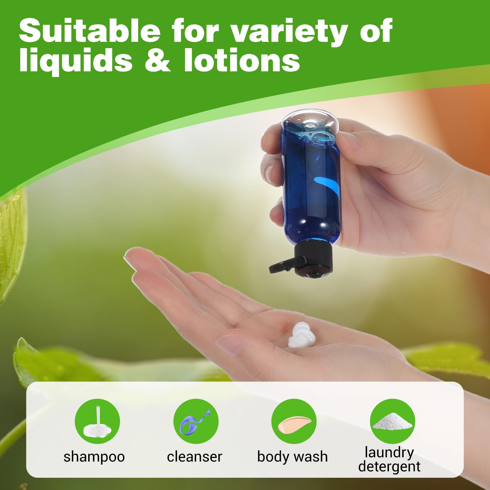 Oruola 8pcs Travel Containers for Toiletries,Travel Bottles for Toiletries,4 Sizes Plastic Travels Bottles with Leak-Proof Flip Cap,Travels Size Bottle for Shampoo,Lotion,and More (Black/Transparent) - Image 4