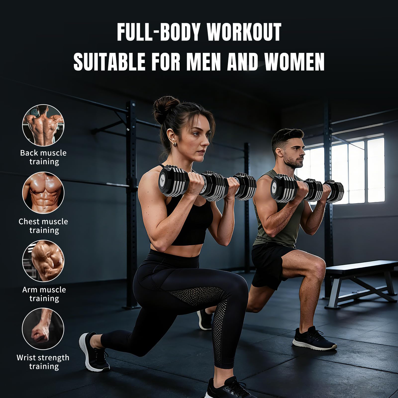 22/33 lbs Pair/Single Adjustable Dumbbells Set, Premium Quick Adjust, 10 in 1 Adjustable Dumbbell Set for Men and Women, Solid Pro-Grade Steel for Home Gym