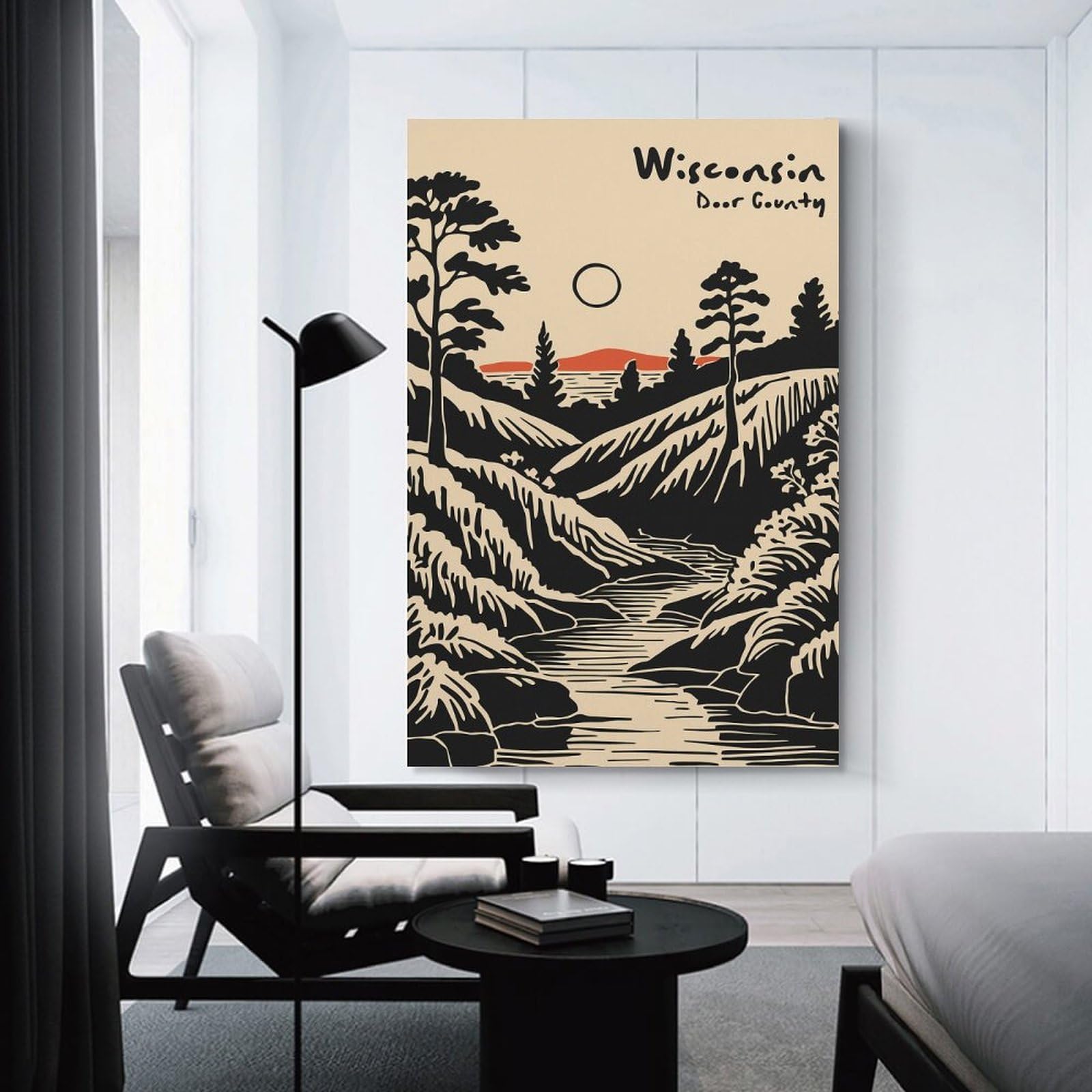 Junmoney Canvas Wall Decor Wisconsin Door County Landscape, 24x36inch(60x90cm), for Flats, Guest Rooms Or Compact Rooms, A Simple Refresh for Blank Walls