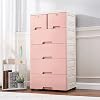 6 Drawer Dresser Drawer Organizers,Plastic Dresser Furniture Bedroom Organizer Chest Storage Cabinet,19.7x13.8x40 in,for baby clothesbedroomplayroom dresser furniture organizersPink