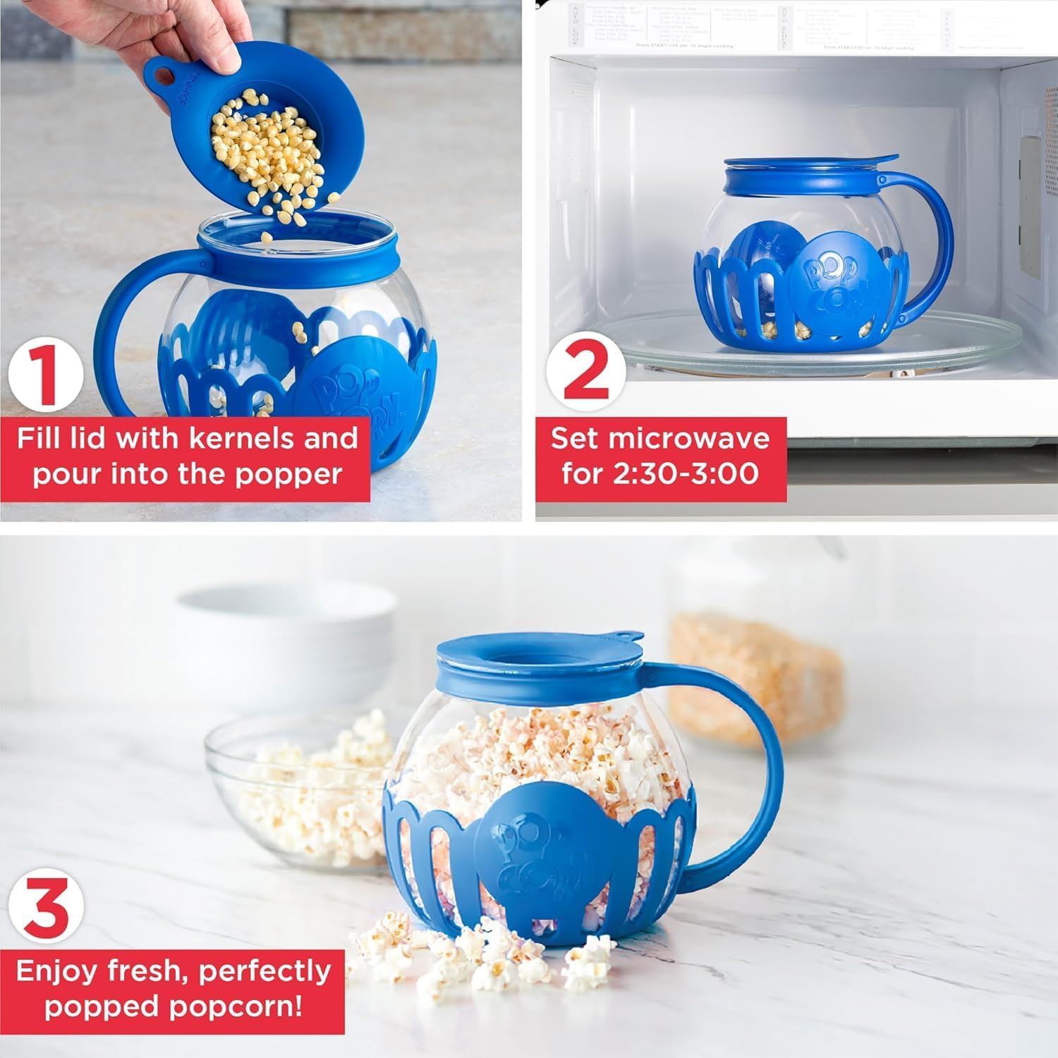 Ecolution 1.5qt Microwave Popcorn Popper in Gift Box (BLUE)